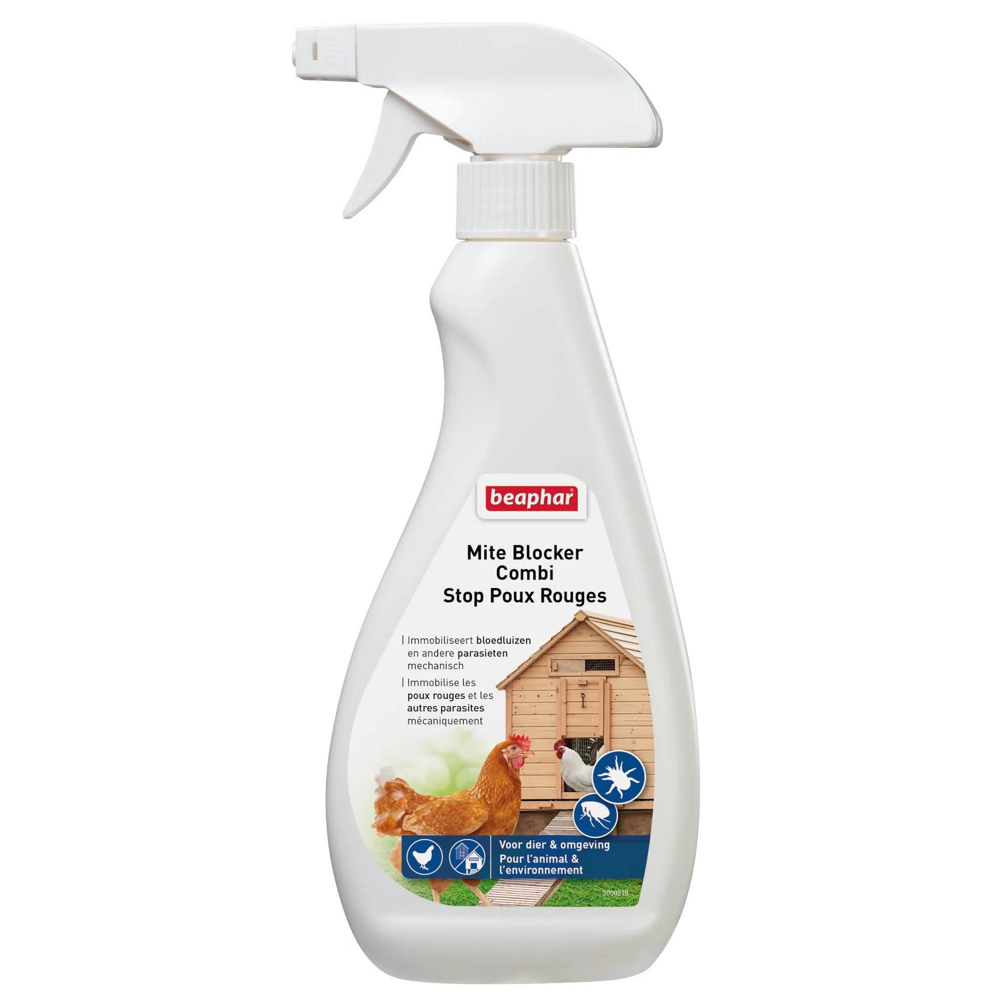 Beaphar Spray Stop poux Rouges 500ml – Immobilise les poux rouges et parasites mécaniquement
