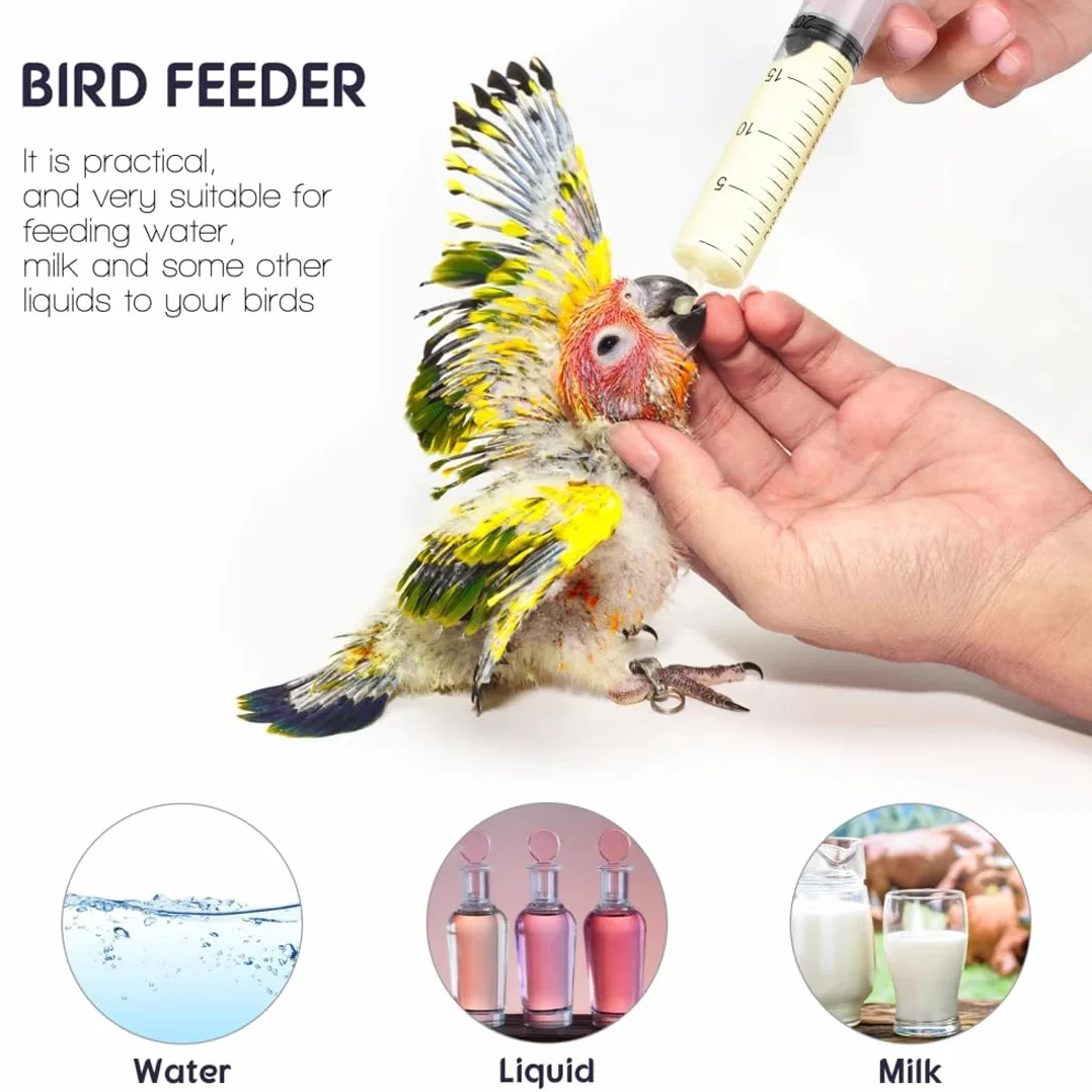 Tubes d'Alimentation 10 ml pour Jeunes Oiseaux et Perroquets, Seringue Alimentaire Facile à Nettoyer