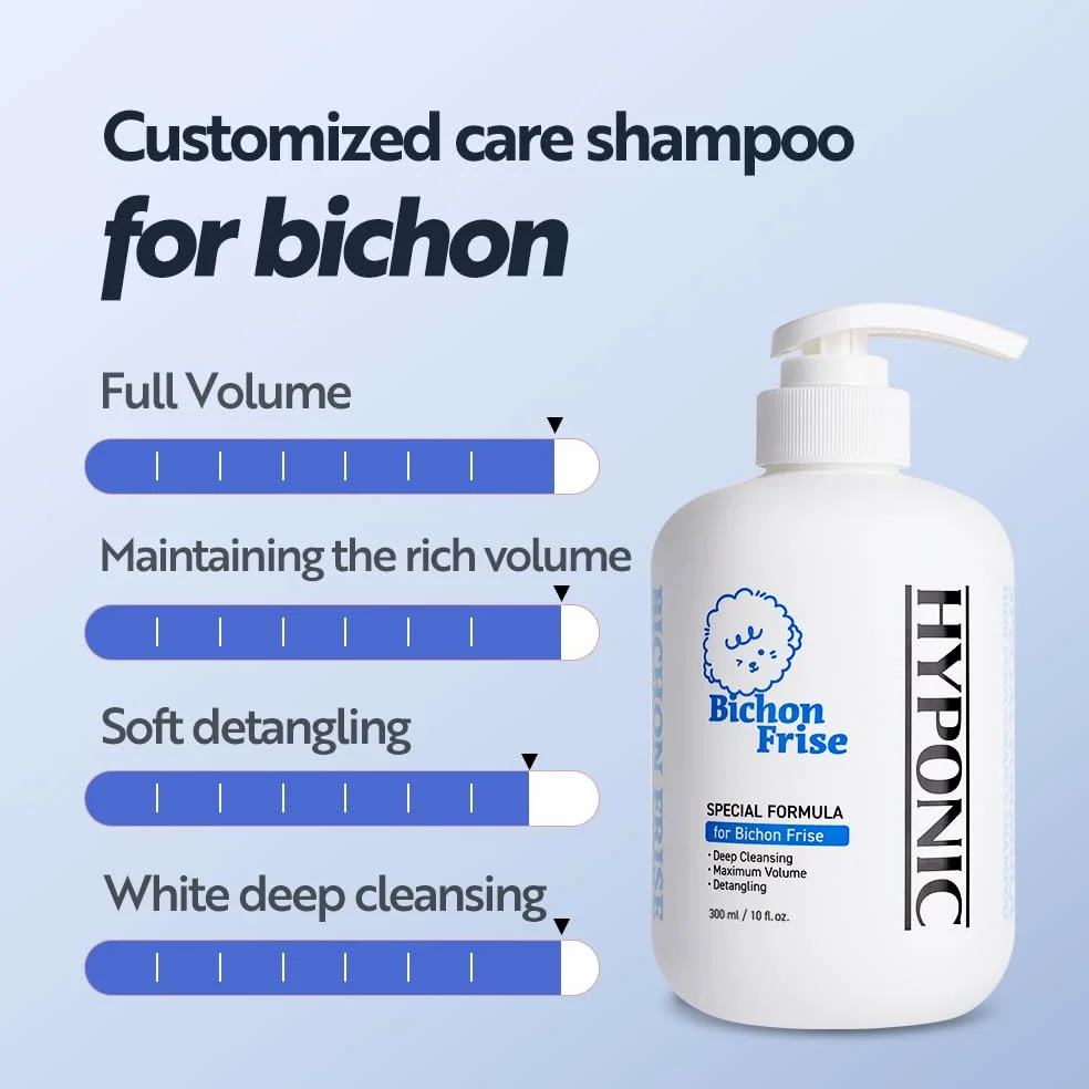 HYPONIC Shampooing pour bichon frisé – Shampooing hypoallergénique et spécifique à la race pour un volume complet, un nettoyage en profondeur et une élasticité des cheveux (10,14 fl oz)