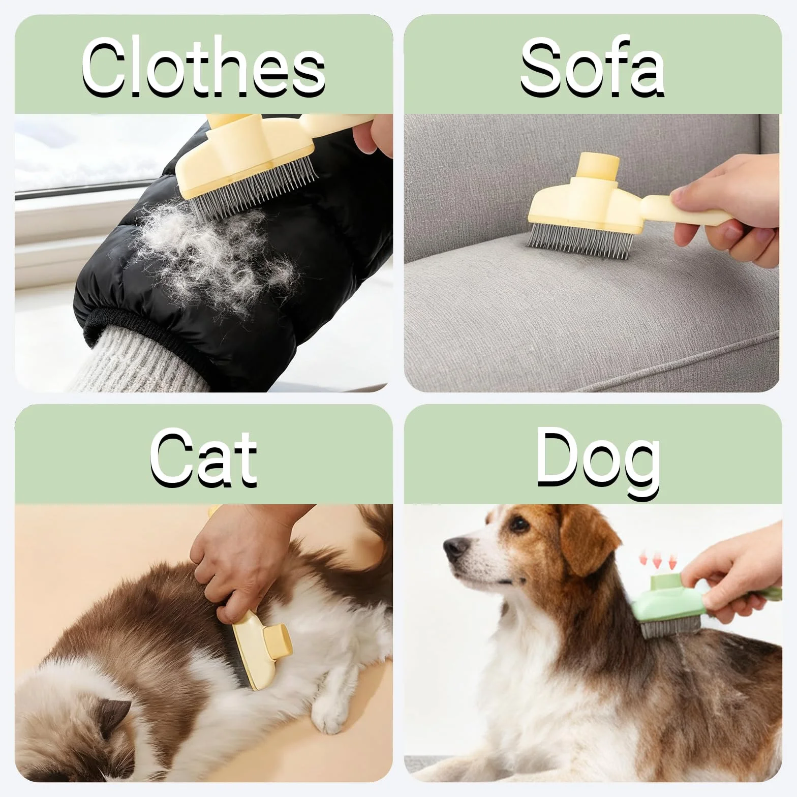 Peigne pour Chats Anti Puces avec Coupe Griffes, Brosse Anti Poils Animaux Poil Court et Long