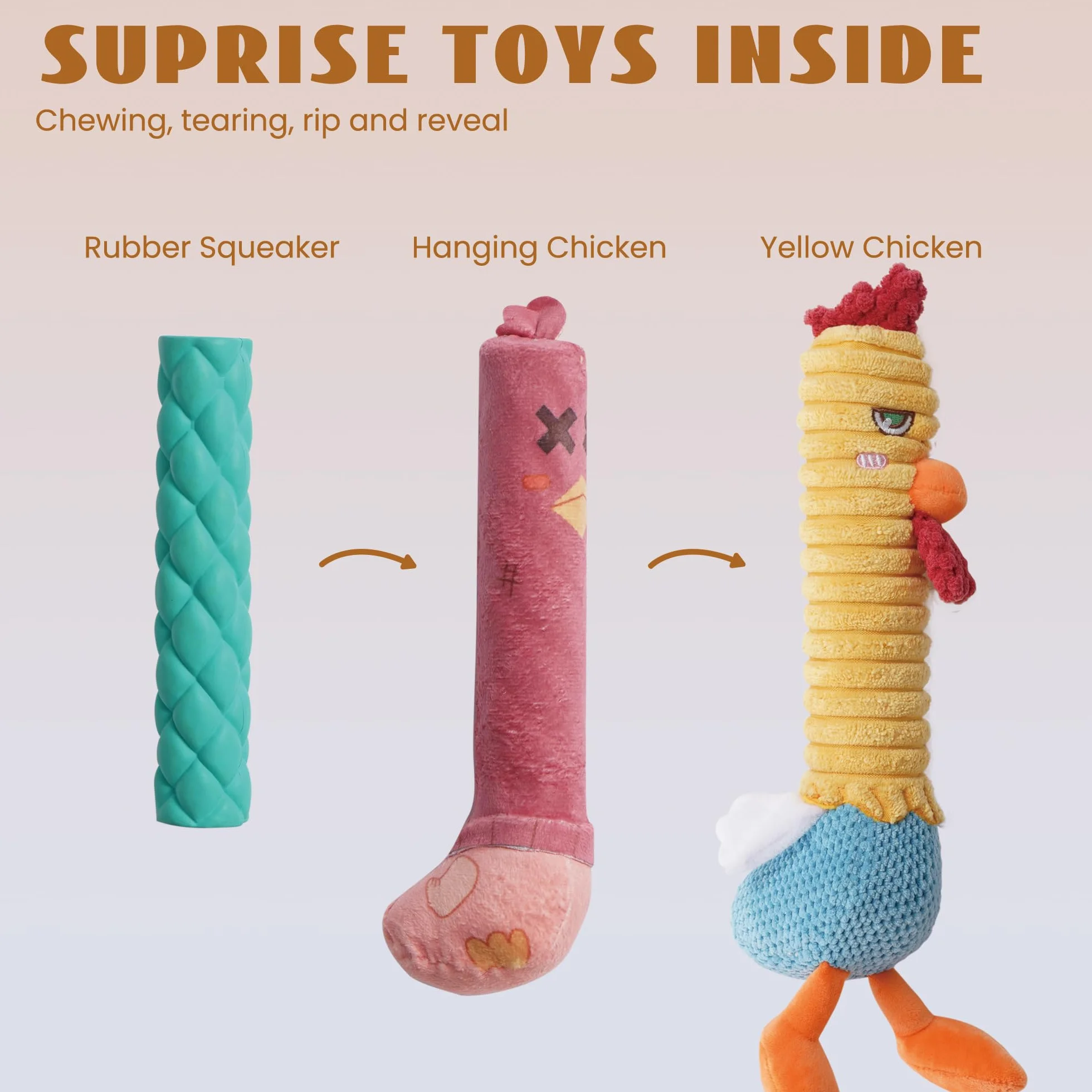 Nocciola 2 en 1 Jouet Chien Indestructible, Jouets à Mâcher en Peluche avec Grand Couineur Résistant, Anti-Ennui pour Chien