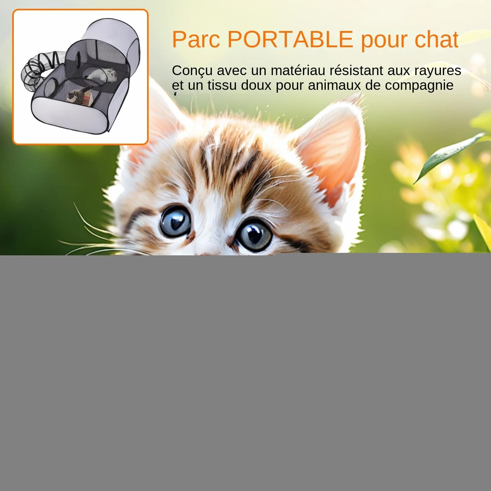 Parc d'Extérieur pour Chats - Tunnels d'Activités Pliable avec Tunnel - Jeux Intérieur/Extérieur