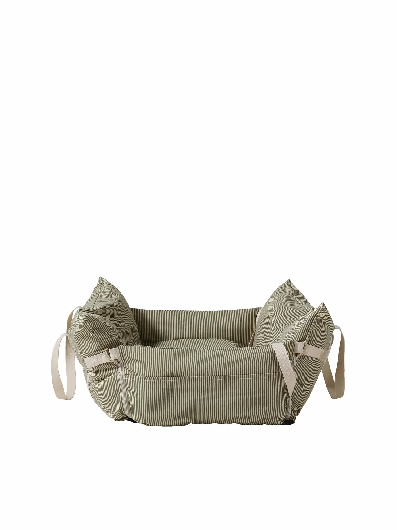 VERTBAUDET Sac de Transport Voiture 2 en 1 pour Chien rayé Vert TU