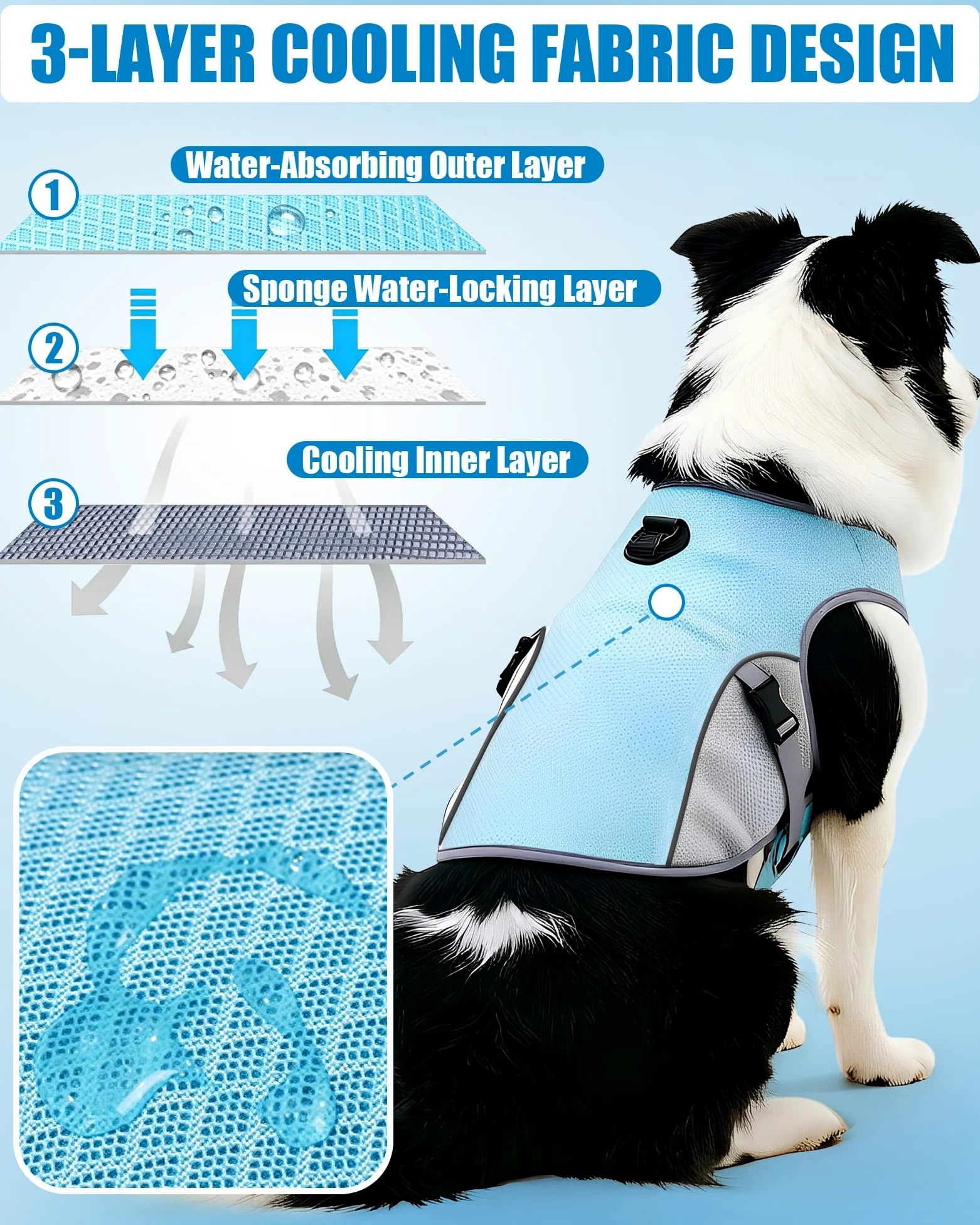 Gilet de Refroidissement pour Chien avec Laisse de 2 m, Gilet rafraîchissant léger et Respirant UPF 50+, vêtement Anti-Chaleur pour Petits et Grands Chiens, idéal pour promenades et randonnées en été