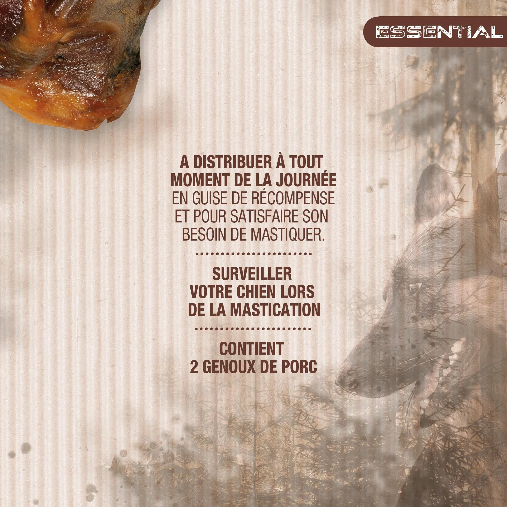 Friandises pour Chien Genoux de Porc Riga Essential Riche en Protéines sans Colorant ni Additifs Longue Durée Mastication x 2