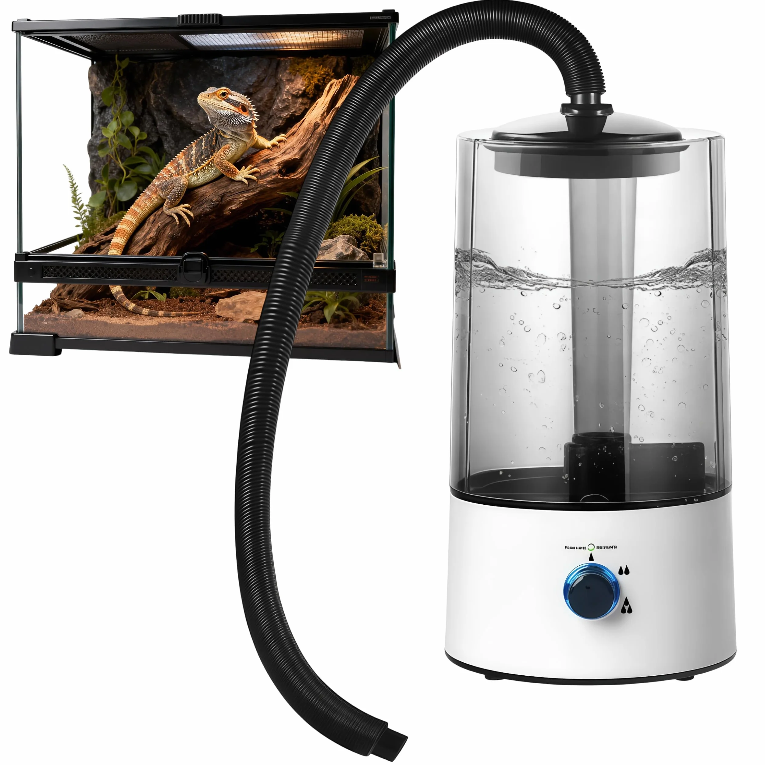 Humidificateur pour Reptiles 4L Brumisateur Terrarium Ultrason Silencieux avec Tuyau Réglable