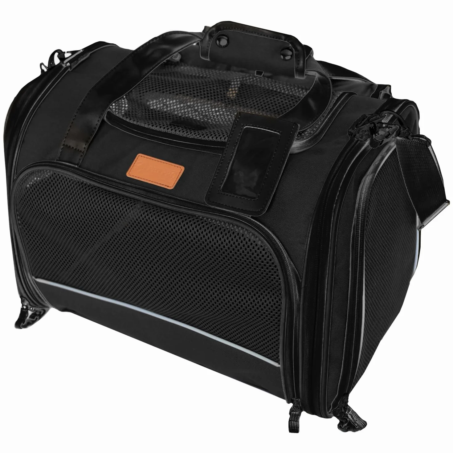 PETPROVED Caisse de Transport Chien Chat Sac de Voyage Pliable Cage L Noir