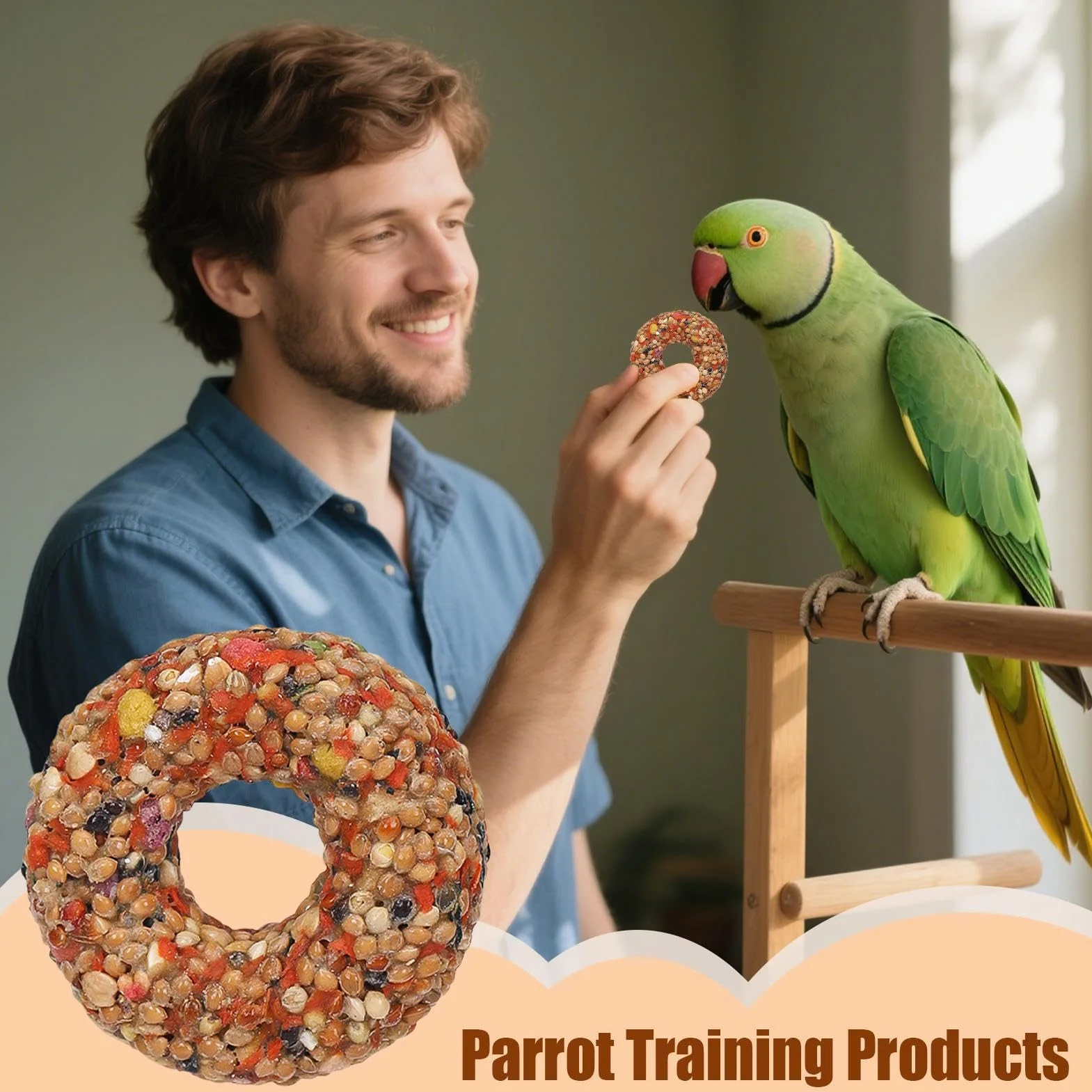 Friandises pour Calopsittes Anneau à Mâcher en Grains Forme de Donut pour Perroquets