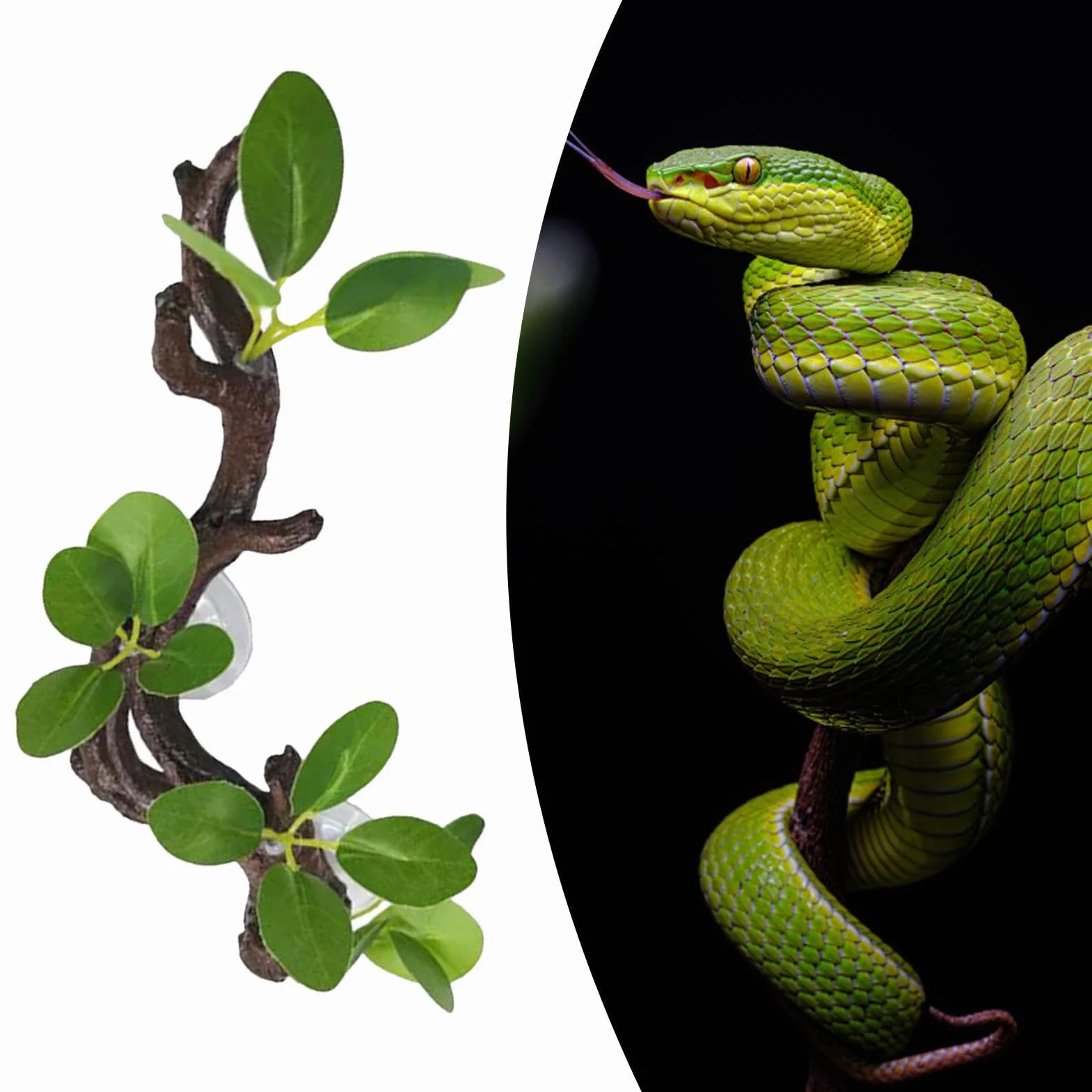 Branches pour Reptiles, Branches de Reptiles, Suction Cup Reptile Log | d'enrichissement, décoration d'enceinte de Serpents, décoration de Terrarium de Serpent pour lézards,