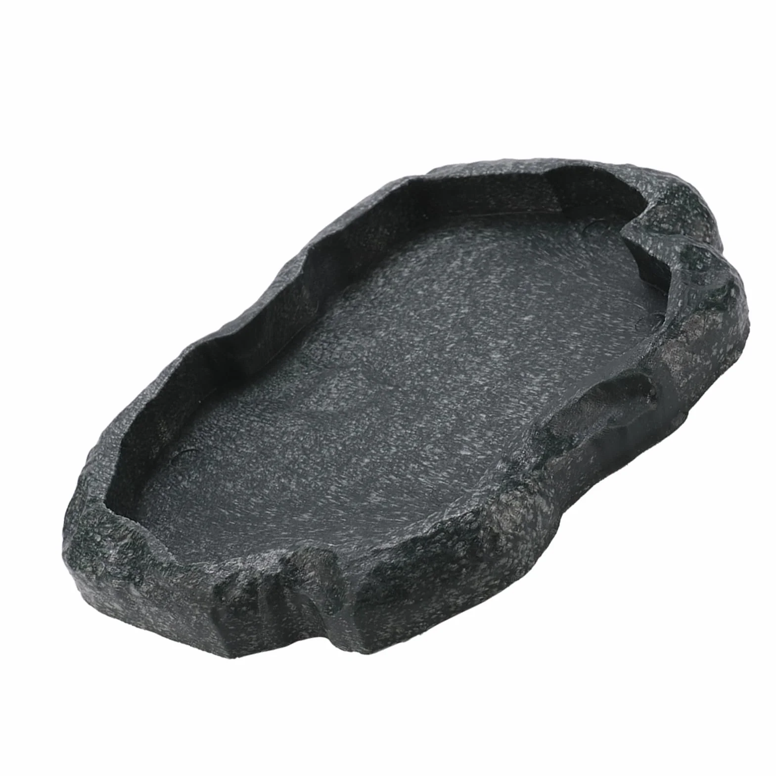 Bol d'alimentation pour Reptiles en Forme de Roche, Résine ABS Double Usage, Vert Foncé Taille M