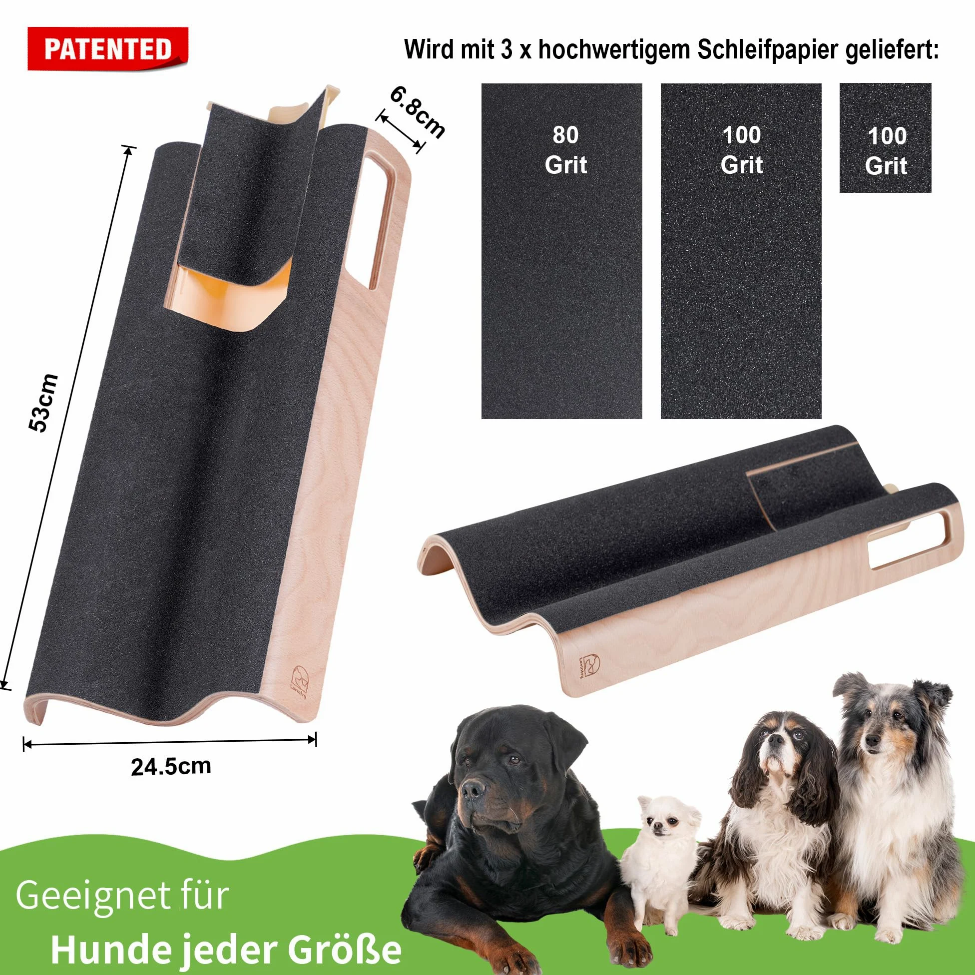 Planche à griffer pour Grands Chiens avec boîte à friandises, Jouet pour Lime à Ongles et raccourcissement des Griffes latérales Plus Facile (XL, avec boîte à friandises)