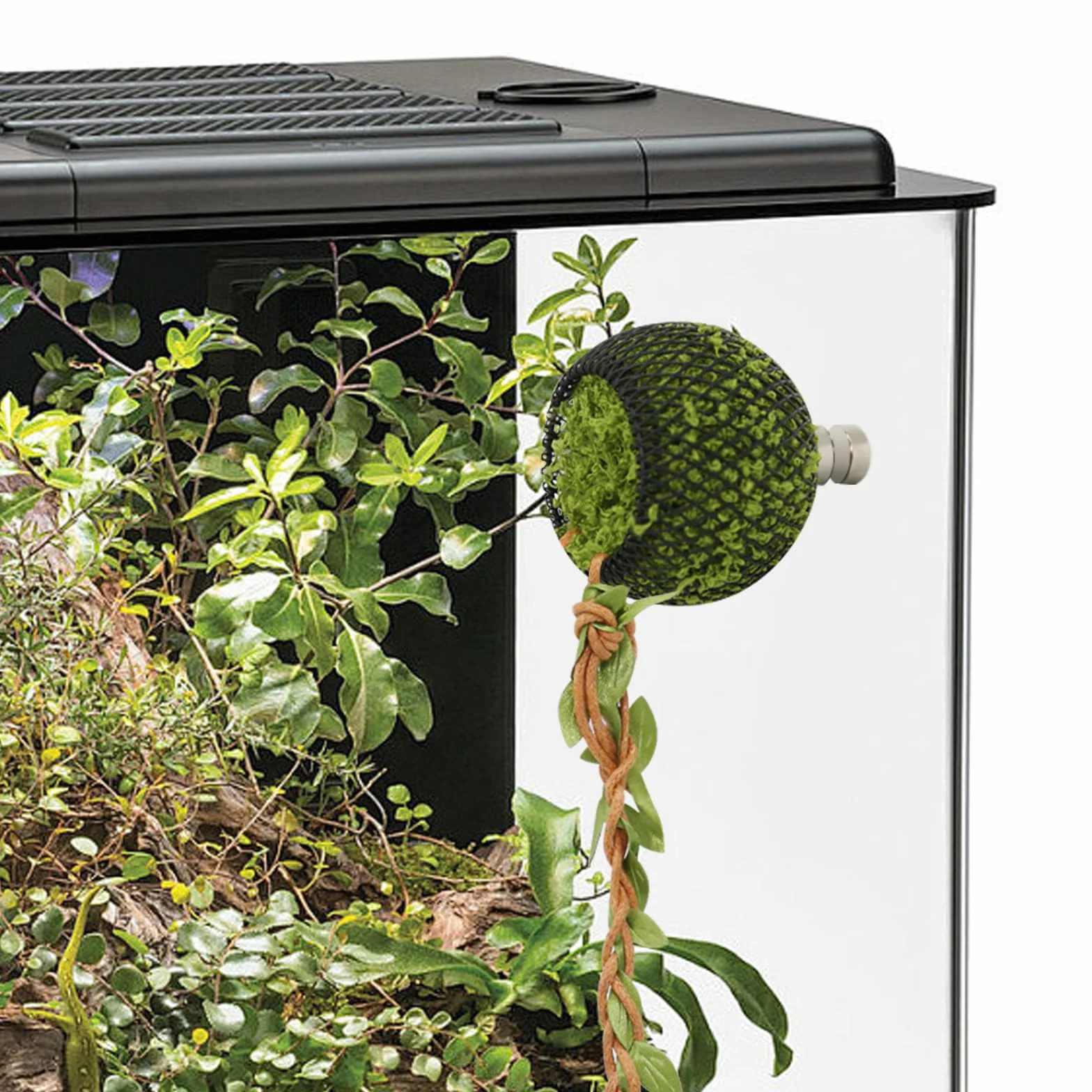 Cachette pour Reptiles avec 2 Aimants Puissants, Abri en Cuir pour Araignées Sauteuses - Décoration Naturelle en Maille pour Terrariums