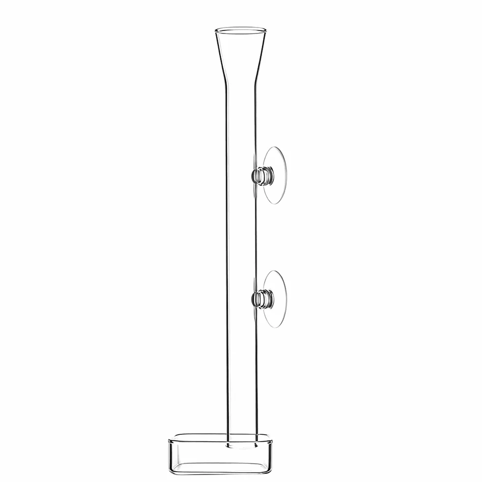 LINLAN Mangeoire à crevettes en verre 25 cm, tube d'alimentation, bol carré, ventouses