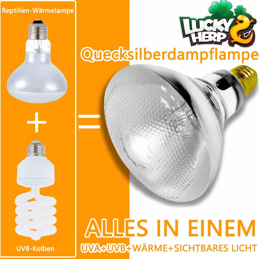 Lampe chauffante UVA UVB pour terrarium E27 125W LUCKY HERP reptiles
