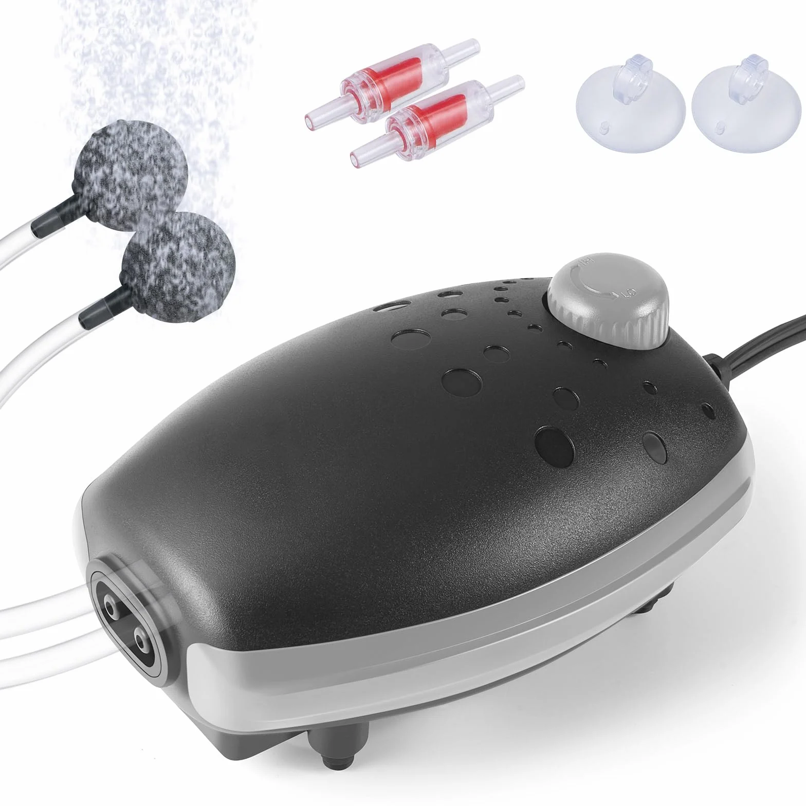 Pompe à Air pour Aquarium 300L/H Bulleur Silencieux Réglable 1–450L