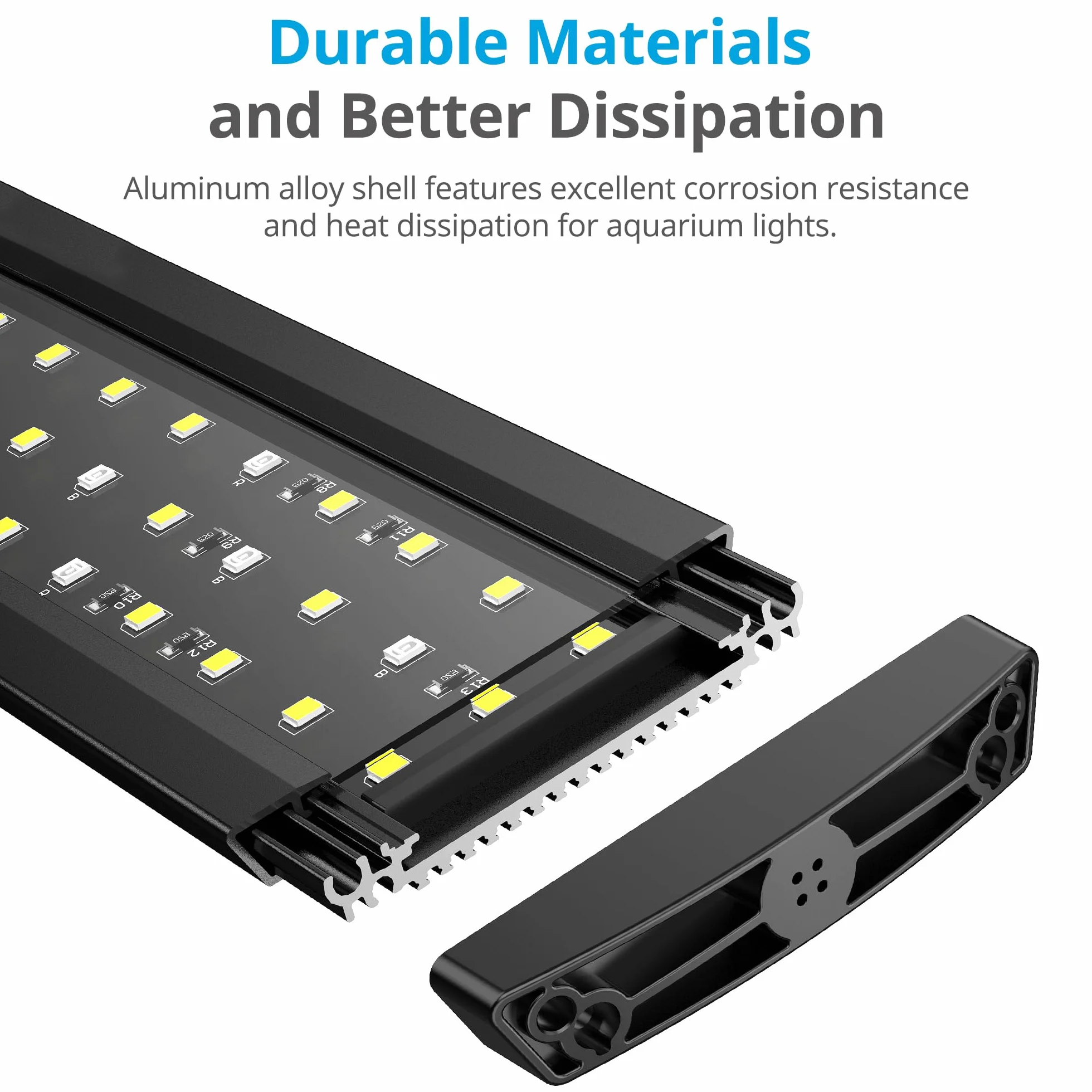 NICREW SlimLED Rampe LED Aquarium 43-60 cm 14W 920 LM Spectre Complet Minuterie