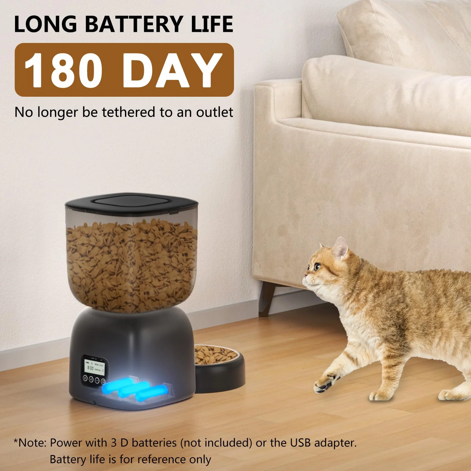 PUPPY KITTY Distributeur Croquettes Chat Automatique 3L, Autonomie 180 Jours, Programme Alimentation Personnalisé, Enregistrement Vocal 10S