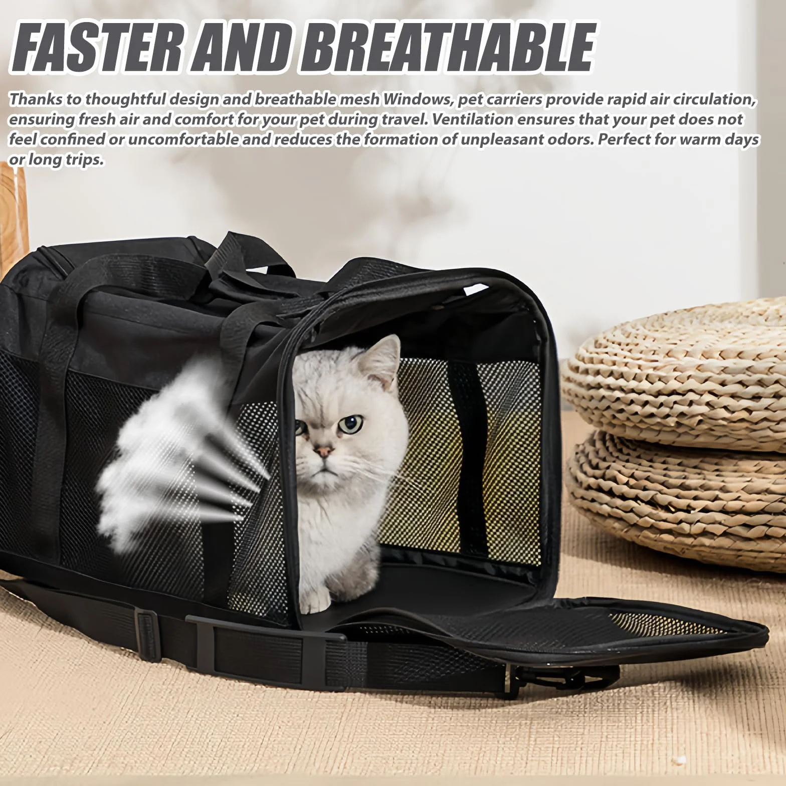 Boîte de transport pliable pour chien et chat 42 x 27 x 28 cm avec gamelle