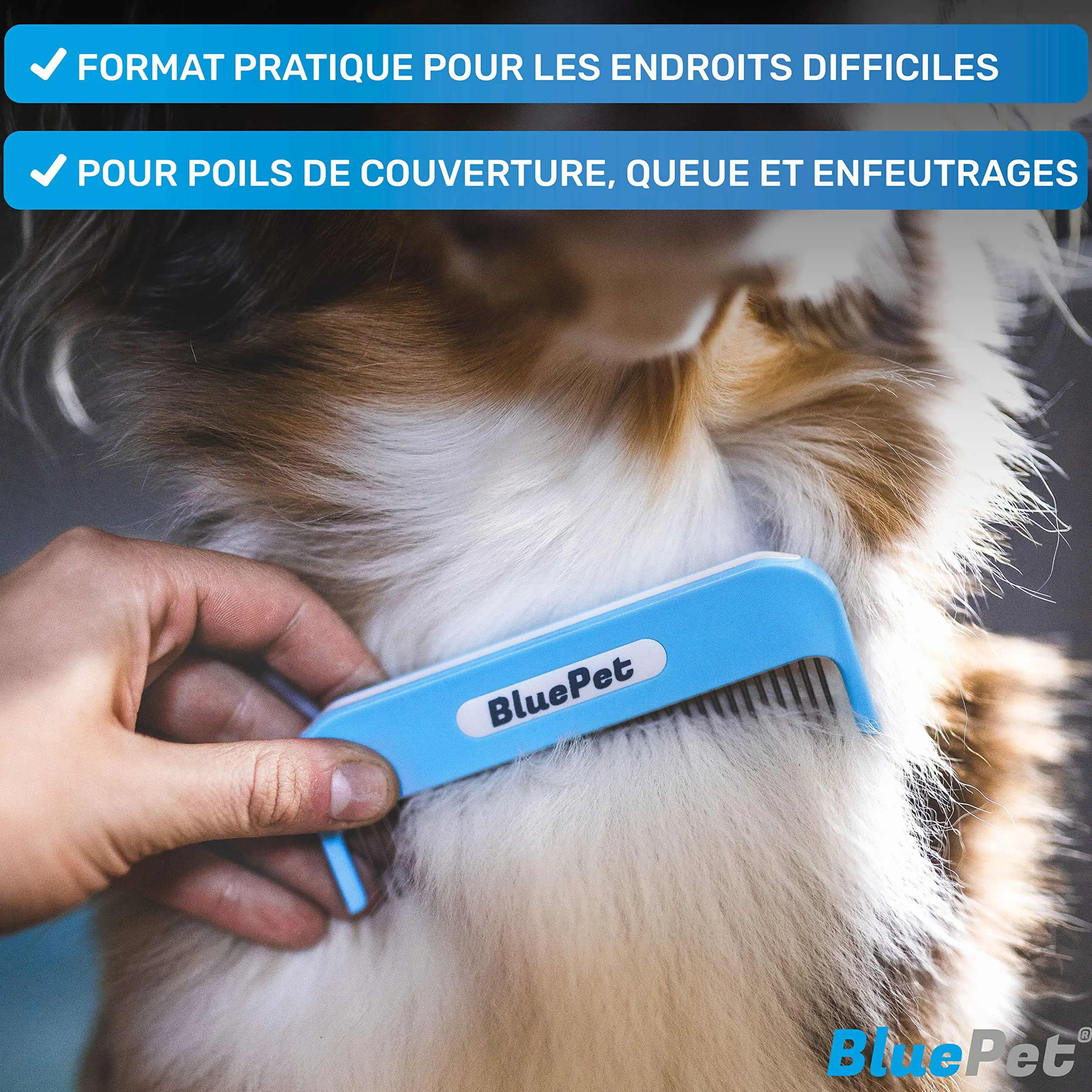 BluePet Peigne Magique Pour Chien & Chat à Poil Long, Brosse Anti Nœud avec Dents Rotatives