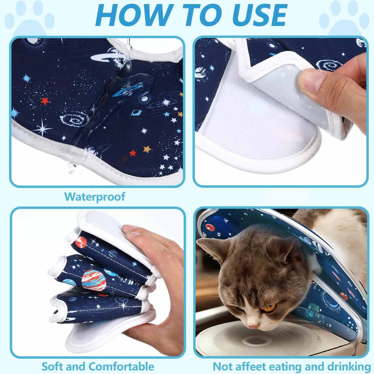 JunD Collier de Récupération Souple Chat, Collerette Post-Opératoire Réglable, Tour de Cou Chat Souple Respirant Imperméable Lavable