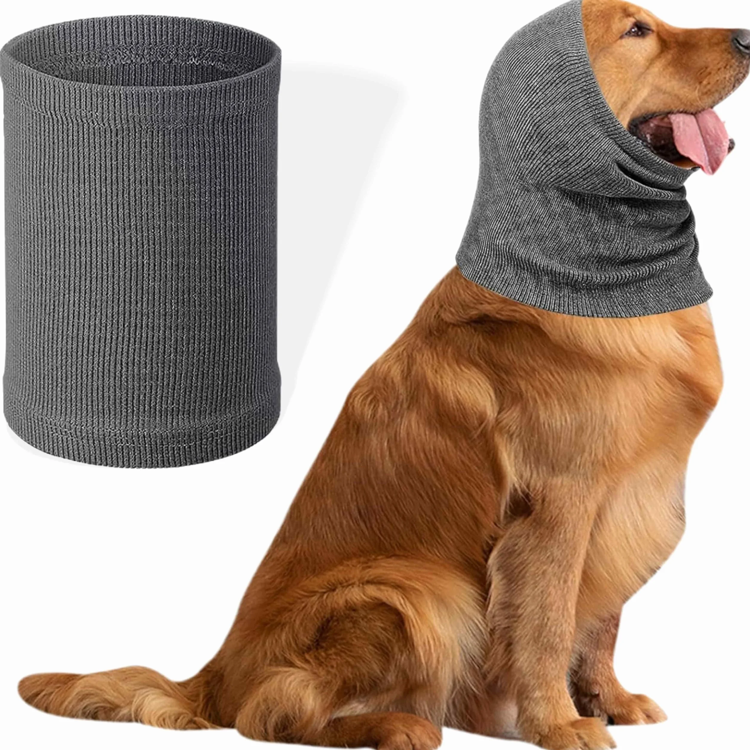 Cache-cou et Protège-Oreilles pour Chien - Réduit le Bruit et Calme les Animaux Domestiques - Confortable et Anti-Anxiété - Couvre-Tête pour l'Hiver - Taille S Gris