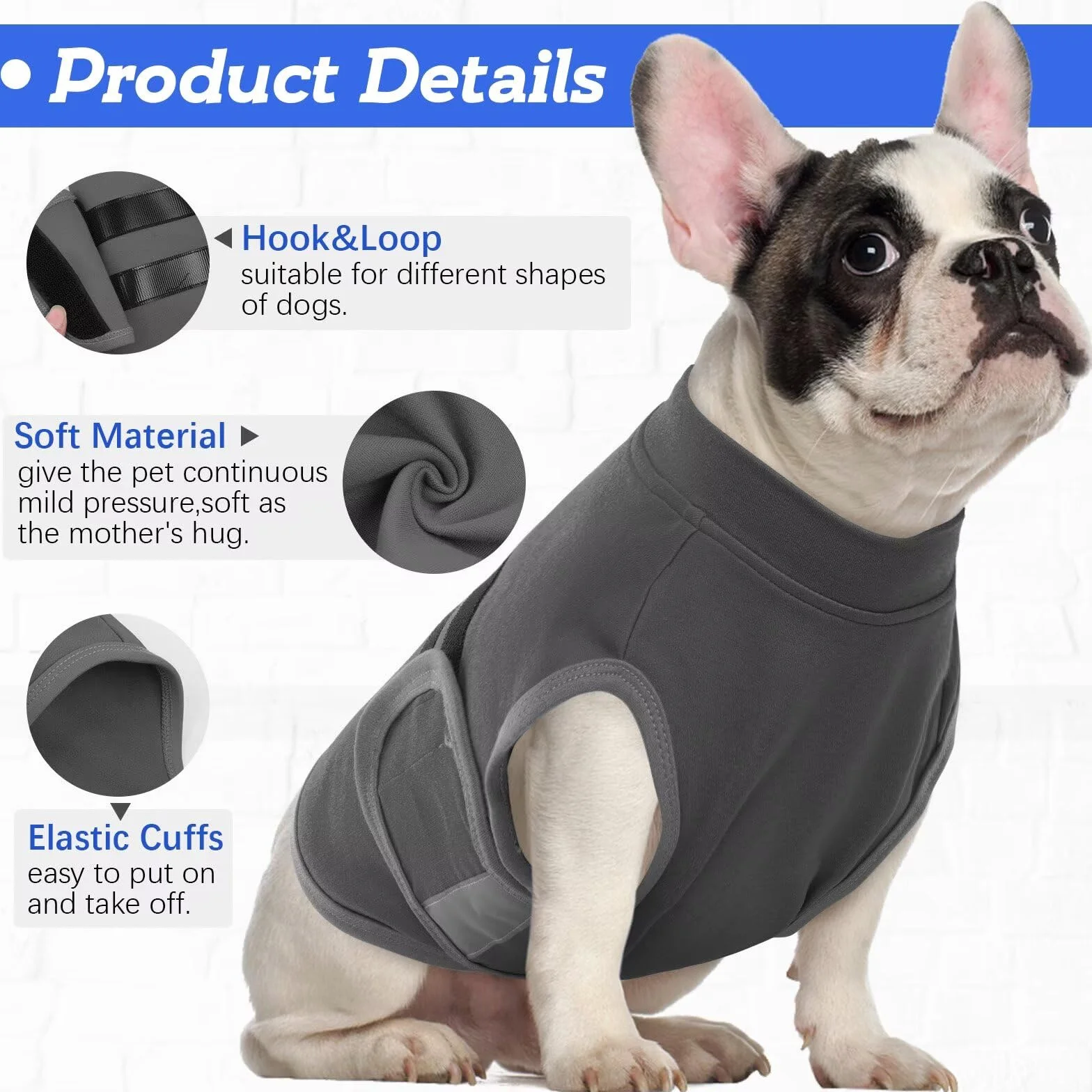 IECOii gilet anti-anxiété pour chiens, veste apaisante légère réfléchissante orages feux d'artifice