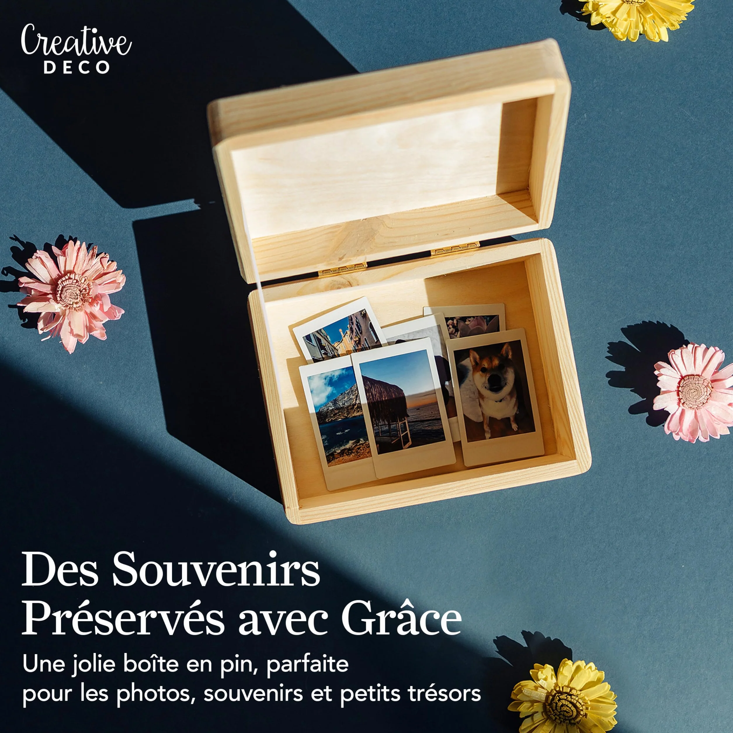 Boîte en Bois avec Couvercle 19,5 x 15 x 10 cm Boîte à Souvenirs pour Bébé Non Peinte BRUT