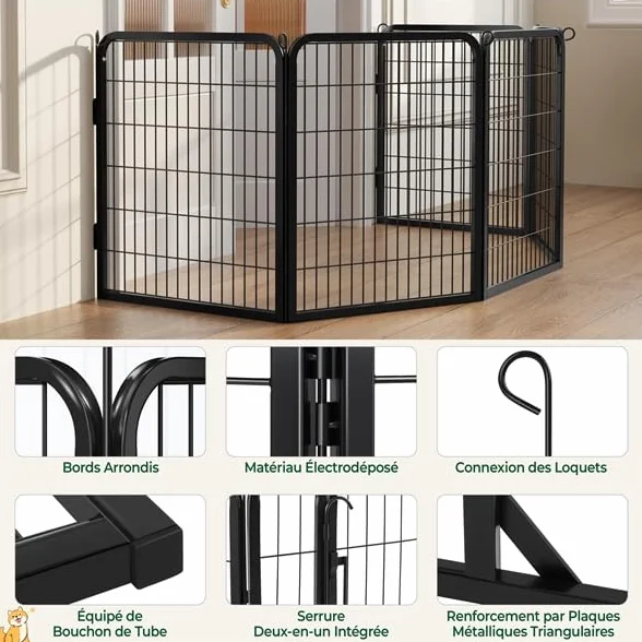 Yaheetech Parc pour Chiens 8 Panneaux Enclos Métal 80 cm Hauteur