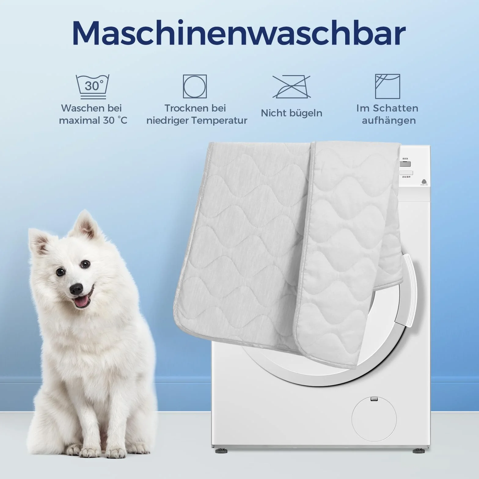 Rywell Housse Rafraîchissante Chien 80x112cm Imperméable Tapis Chien Double Face Lavable Gris