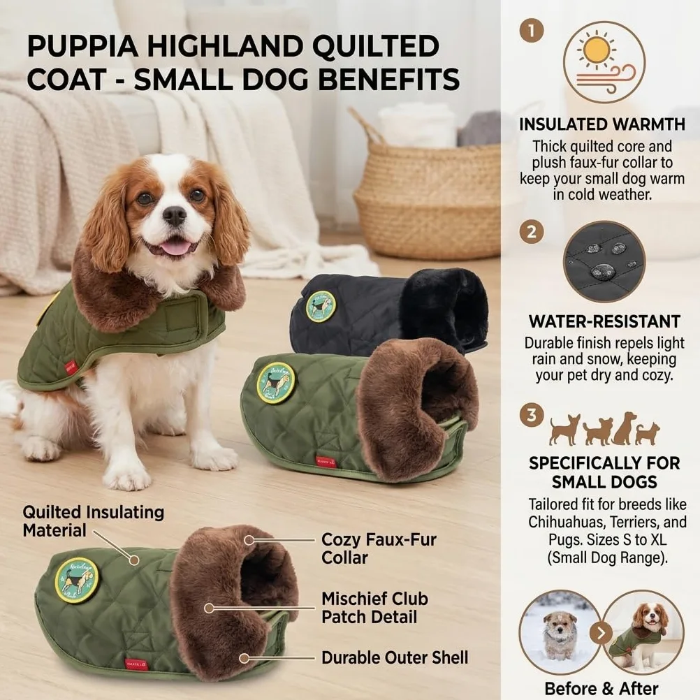 Highland Quilted Coat Khaki XL Manteau pour Chien