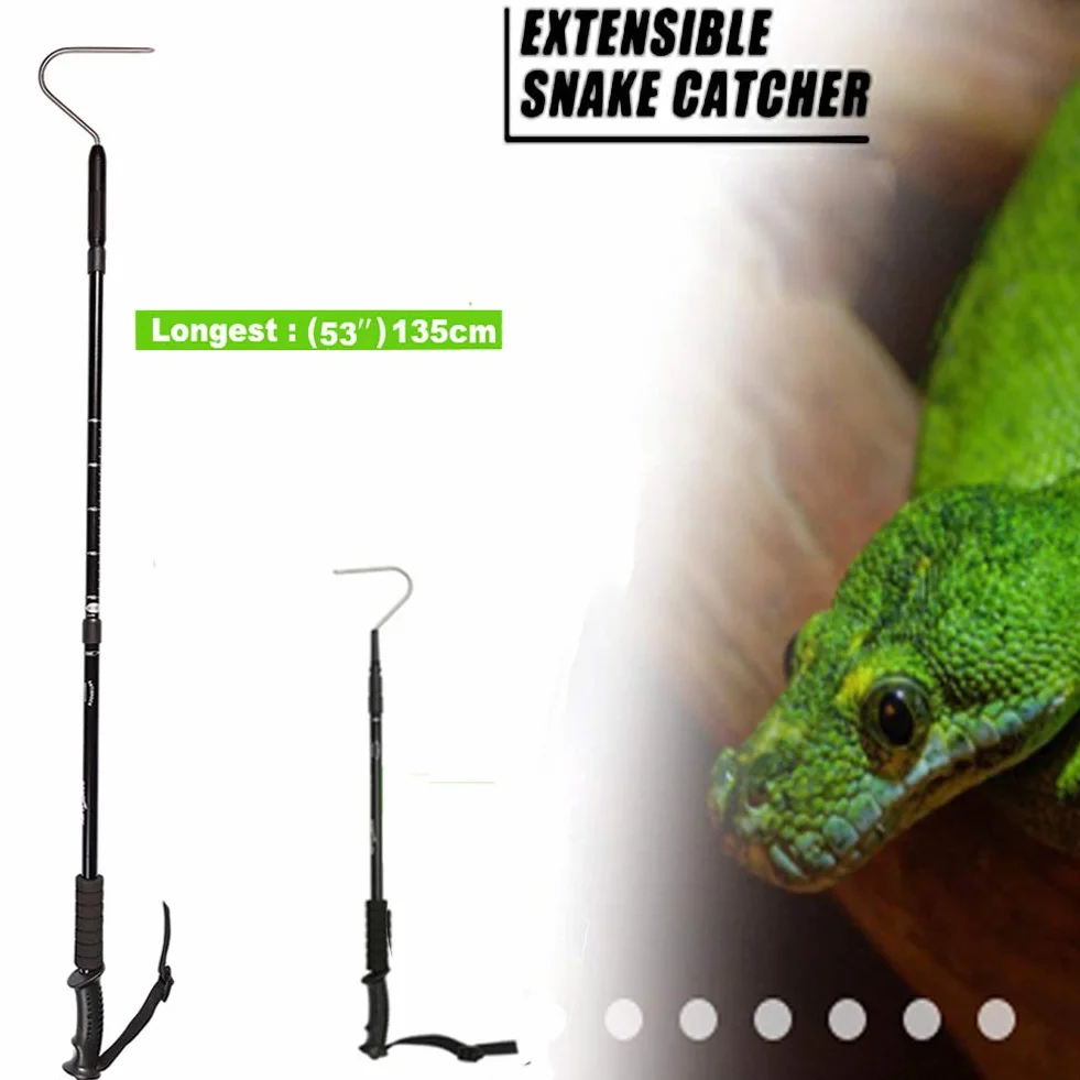Professional Snake Hook Reptile Grabber Rattle Snake Catcher Extensible 135cm 53 inch