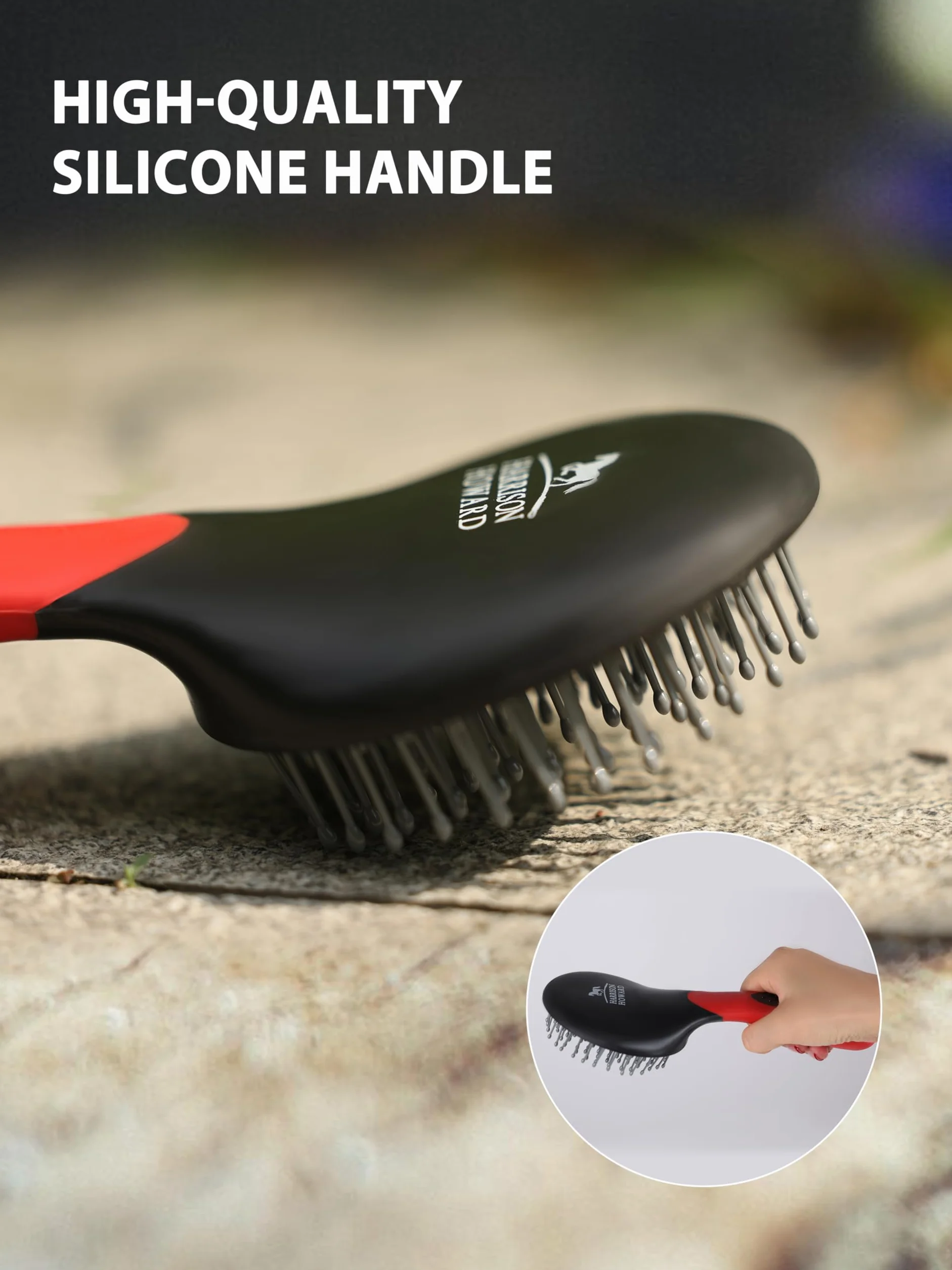 Harrison Howard Kit de 7 brosses de toilettage pour cheval avec sac de rangement Equine Care Rouge