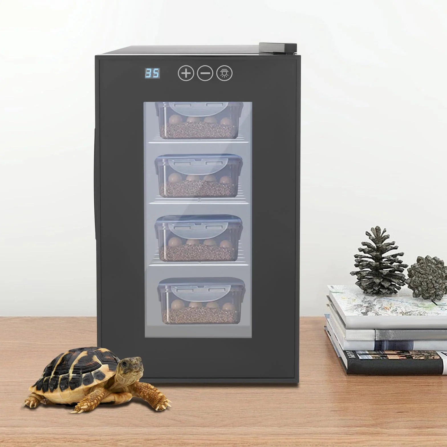 Incubateur pour œufs de reptiles 23 L écran LED 3 étagères métal 55 W