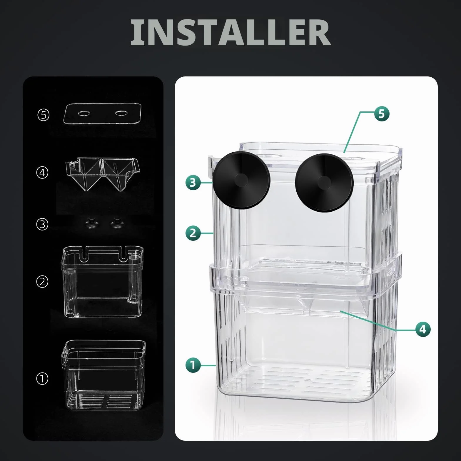 Boîte d'élevage pour Aquarium avec Compartiment Isolant, Accessoires pour Petits Poissons Taille S