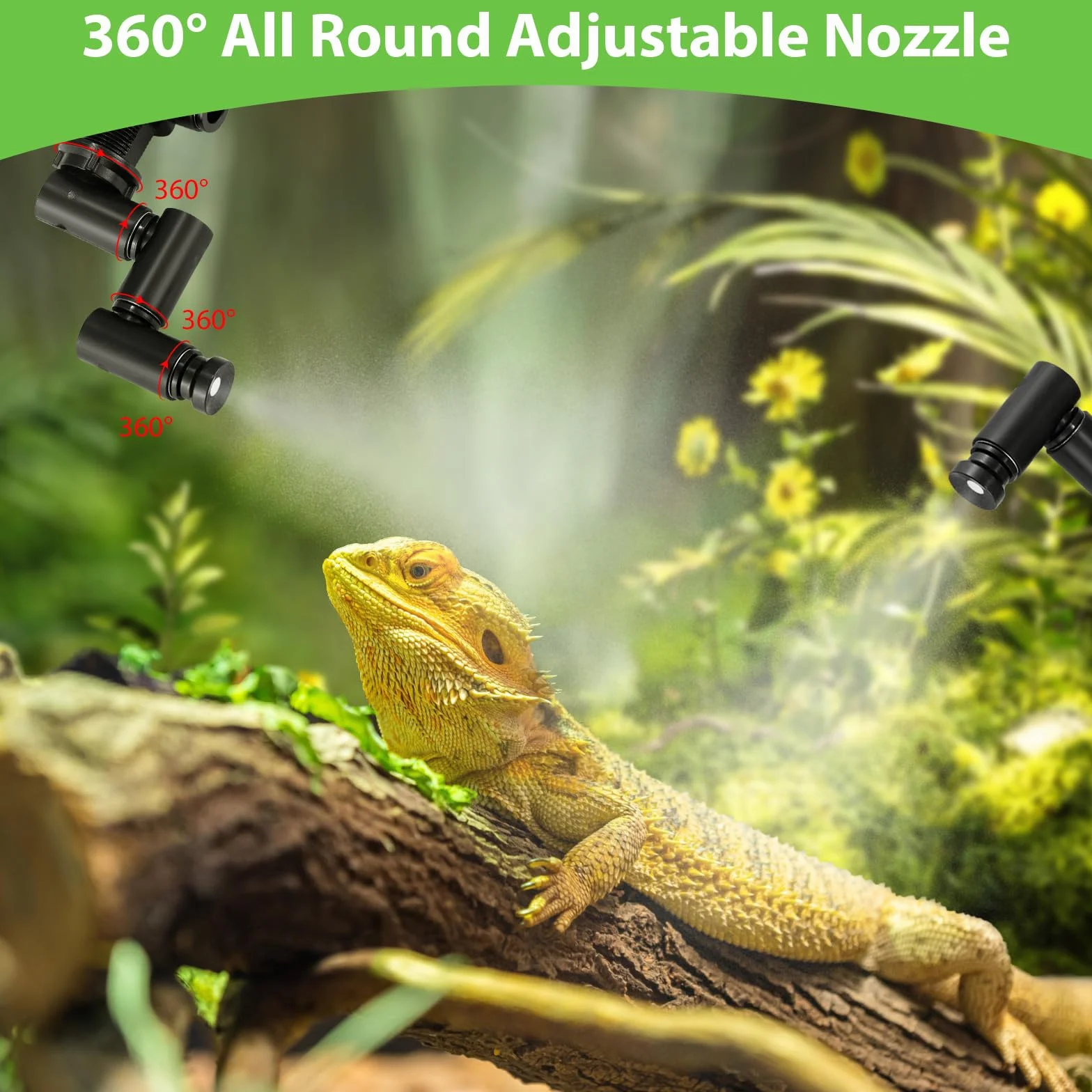 Brumisateur Terrarium Humidificateur Intelligent pour Reptiles avec Minuterie 360° Système Brumisation Automatique