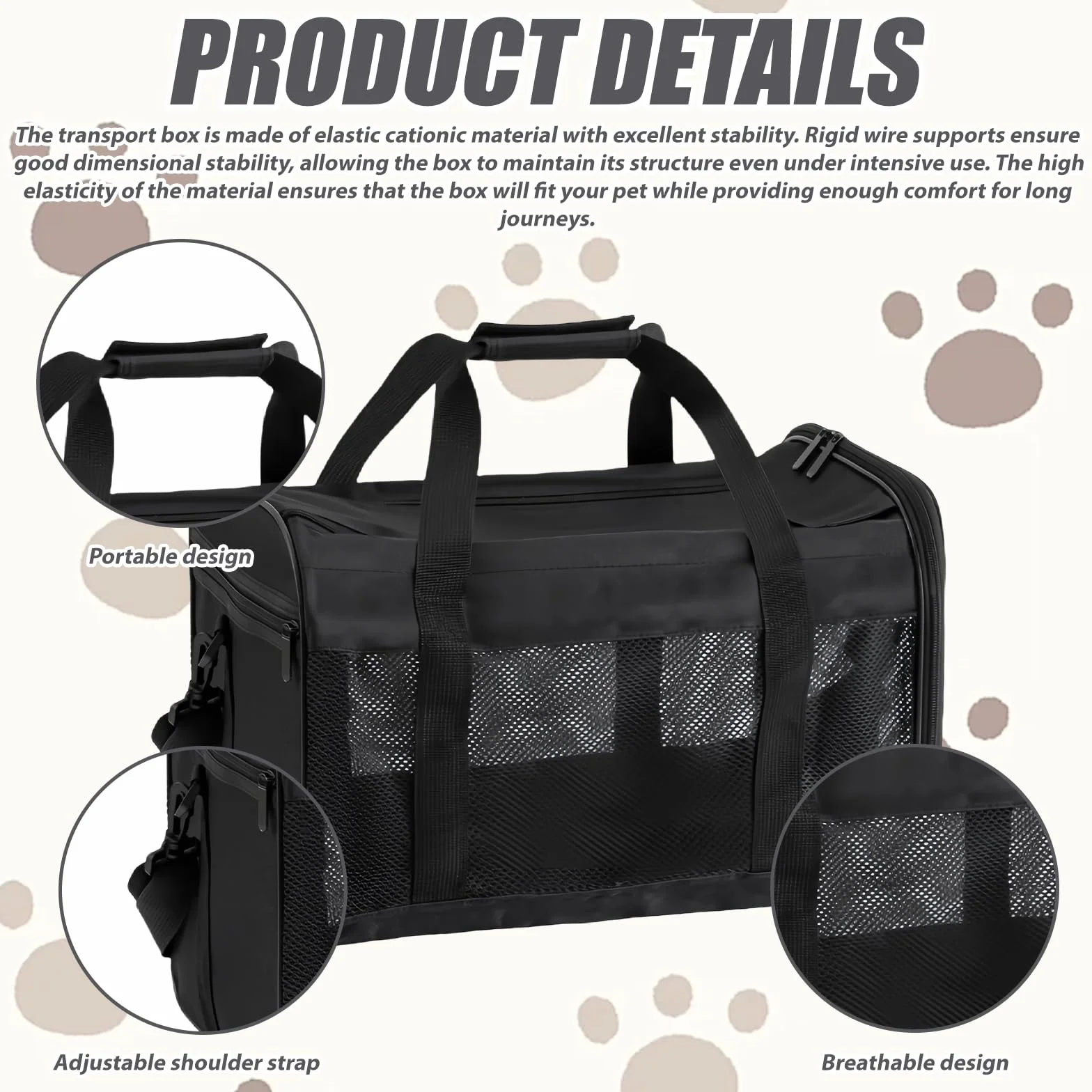 Boîte de transport pliable pour chien et chat 42 x 27 x 28 cm avec gamelle
