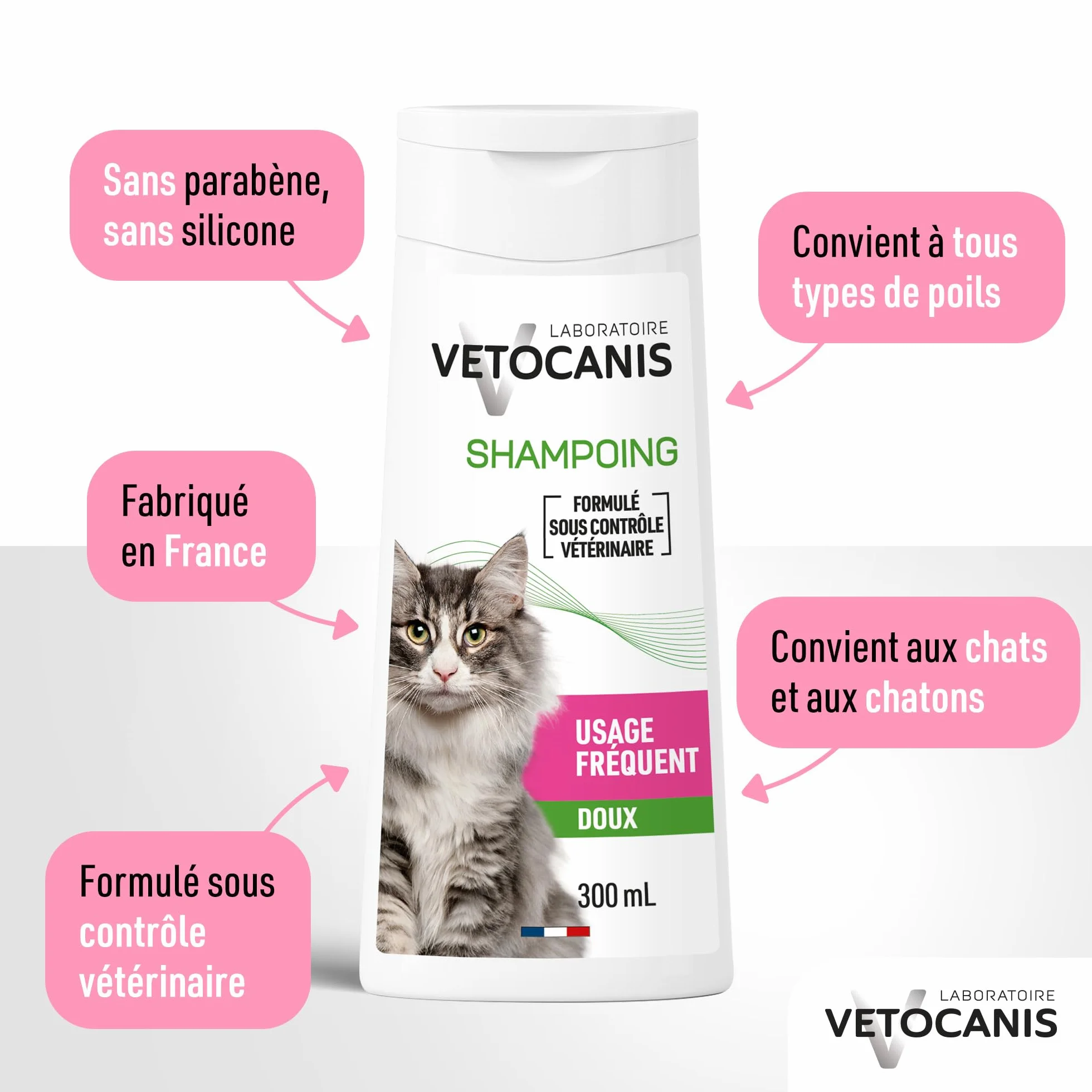 Vetocanis Shampoing Chat Dermoprotecteur 300 ml Glycérine Végétale Parfum Fleur de Lotus