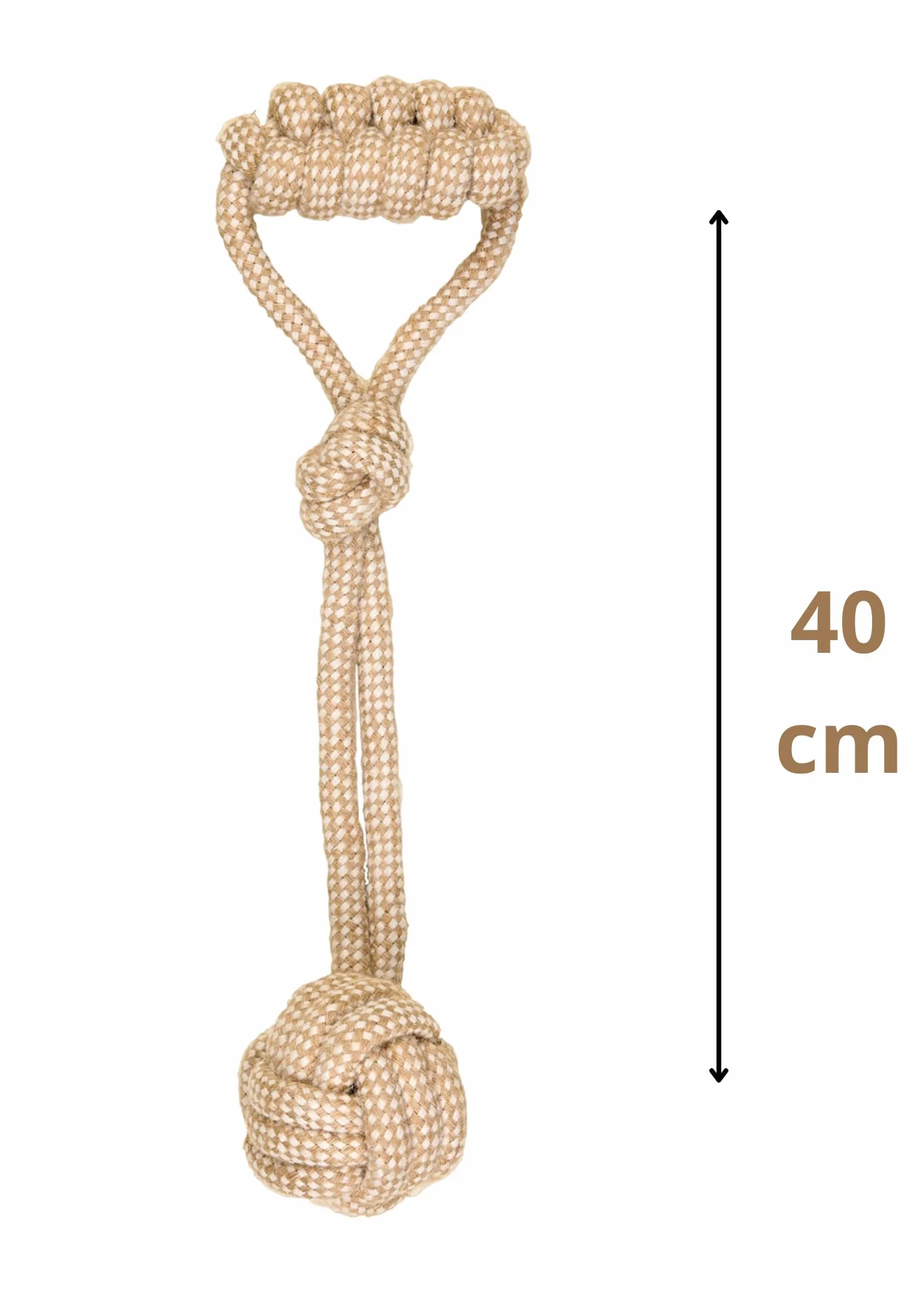 La cordeline Jouet Chien Corde Coton Chanvre Naturel, à Macher, Jouet interactif pour Chien Chiots - Lance Balle 41cm, Beige