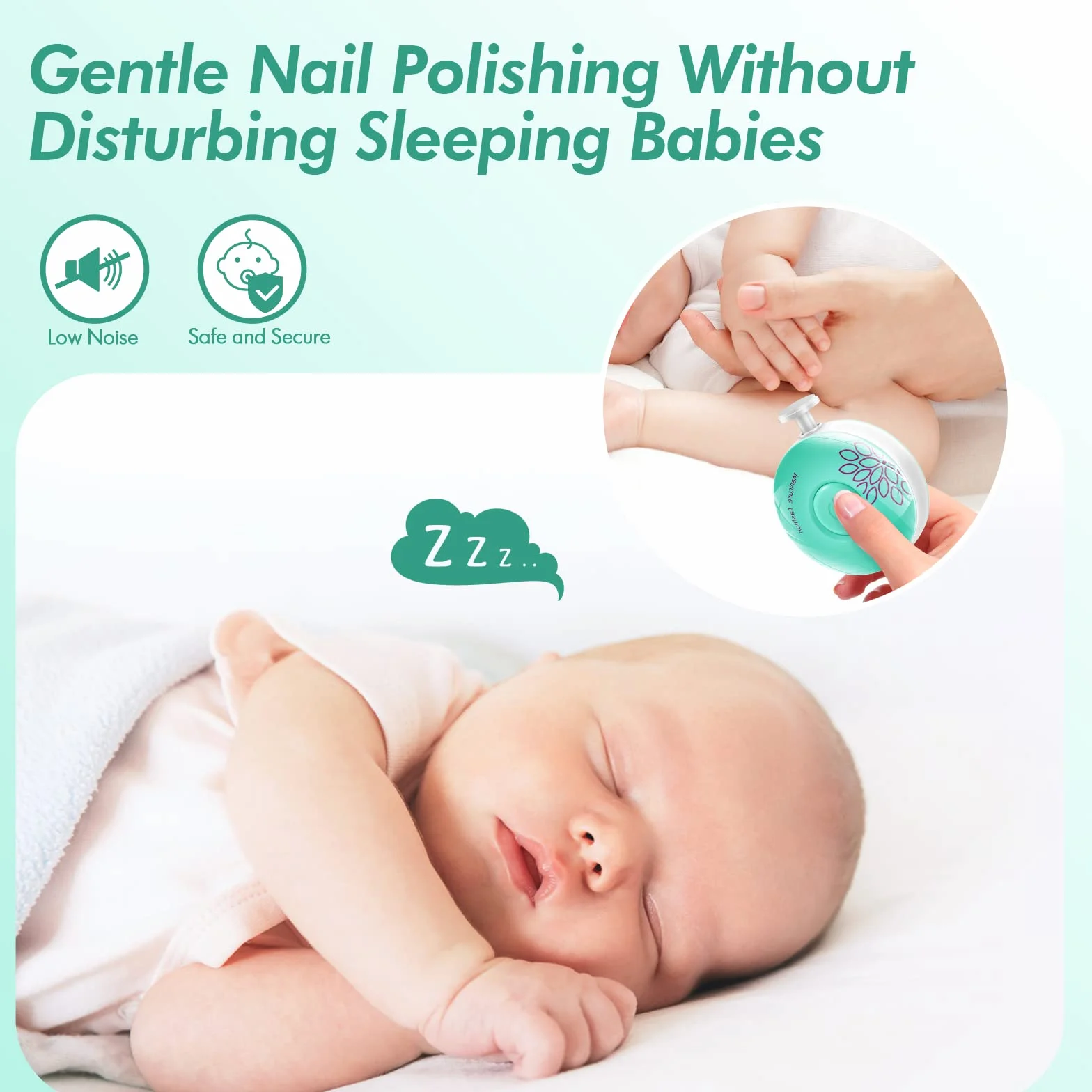Brencco Lime à ongles électrique bébé six têtes broyage interchangeables faible bruit