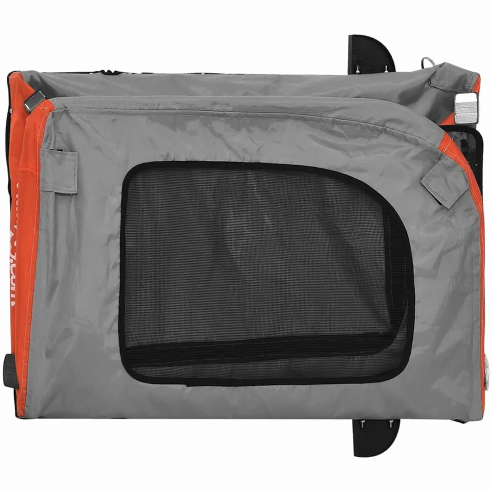 Remorque de Vélo pour Animaux de Compagnie, Chariot pour Chien avec Drapeau, Poussette de Chien, Orange et Gris