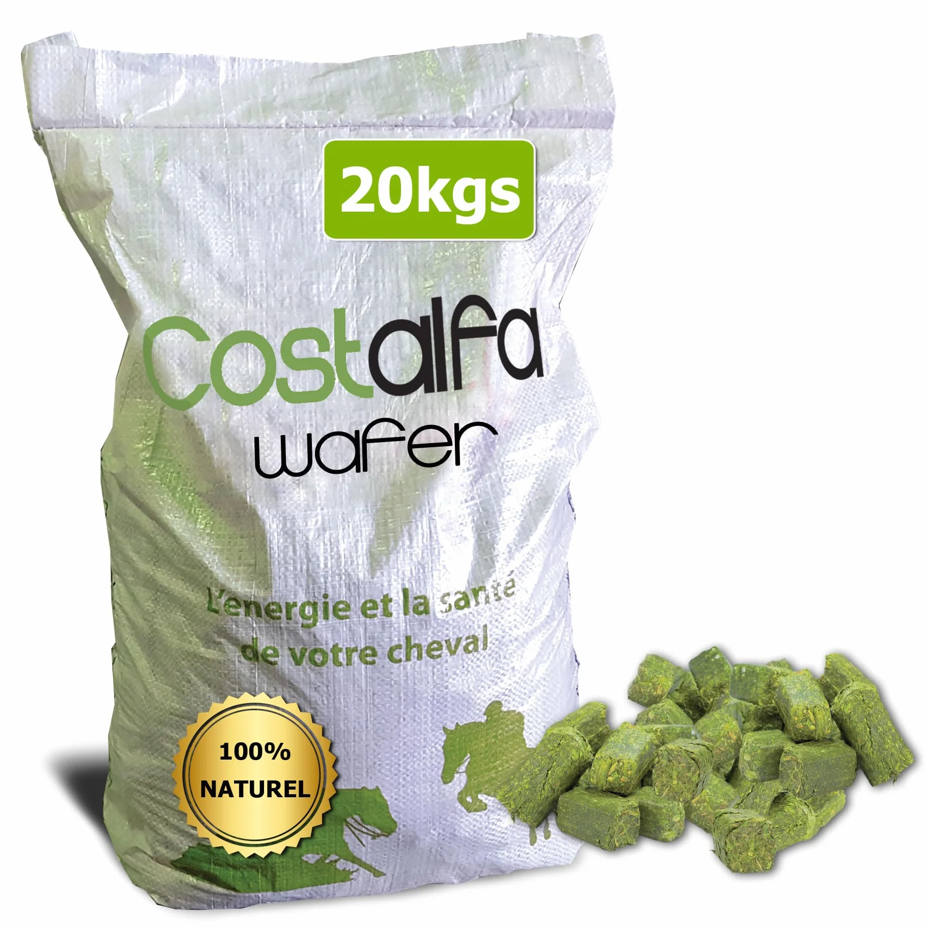 Cubes de Luzerne Wafer 20kg pour Cheval Alimentation Haut-de-Gamme