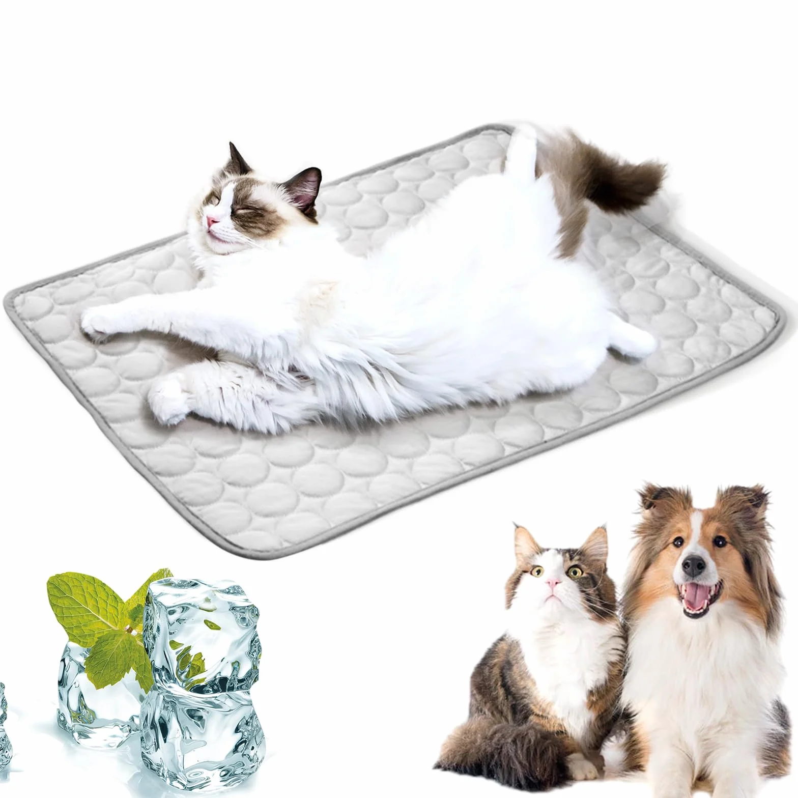 Tapis Refroidissant pour Chien 27,5 x 21,6 Pouces Couverture Rafraichissant Réfrigérante Gris