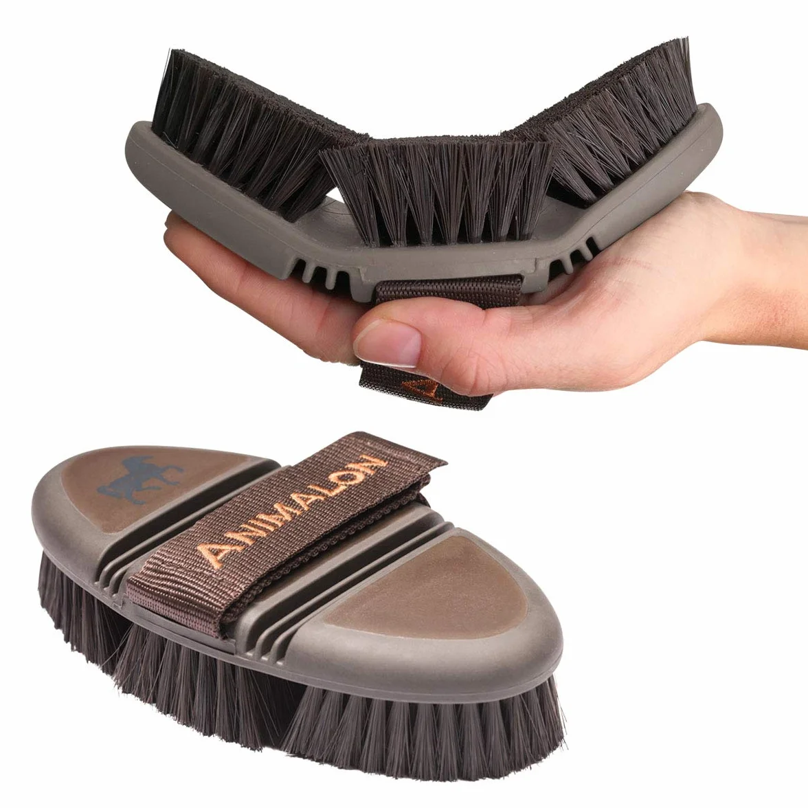Brosse pour Chevaux CareFlex Animalon Flexible Ergonomique Velcro Kit Pansage Accessoires Nettoyage Équidés