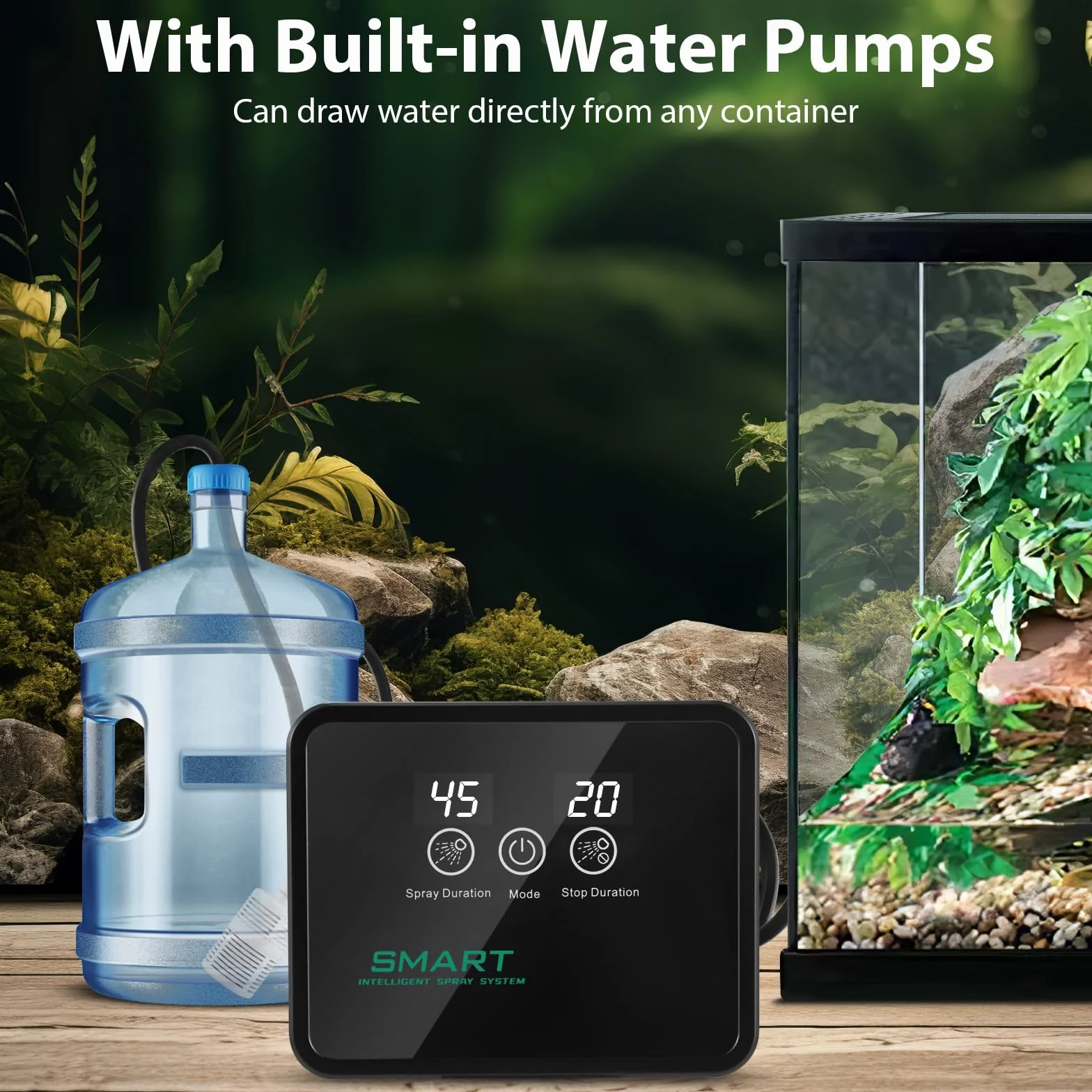 Brumisateur Terrarium Humidificateur Intelligent pour Reptiles avec Minuterie 360° Système Brumisation Automatique