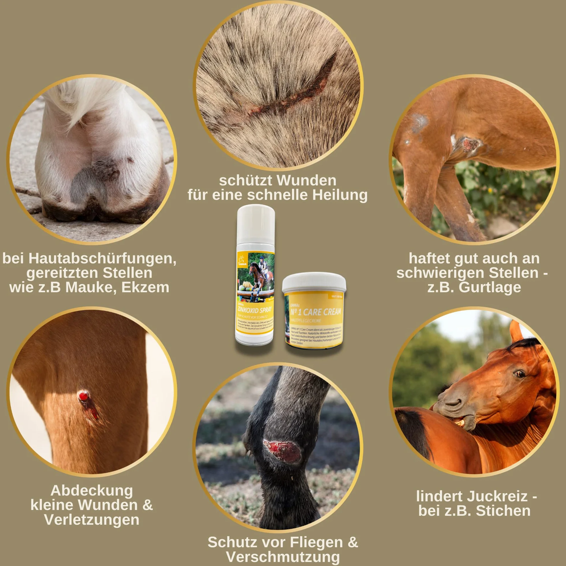 Emma Zinc Spray Cheval Pommade Protection Plaies Démangeaisons Chien Chat Pansement Vaporisateur Imperméable 0,25+0,2l