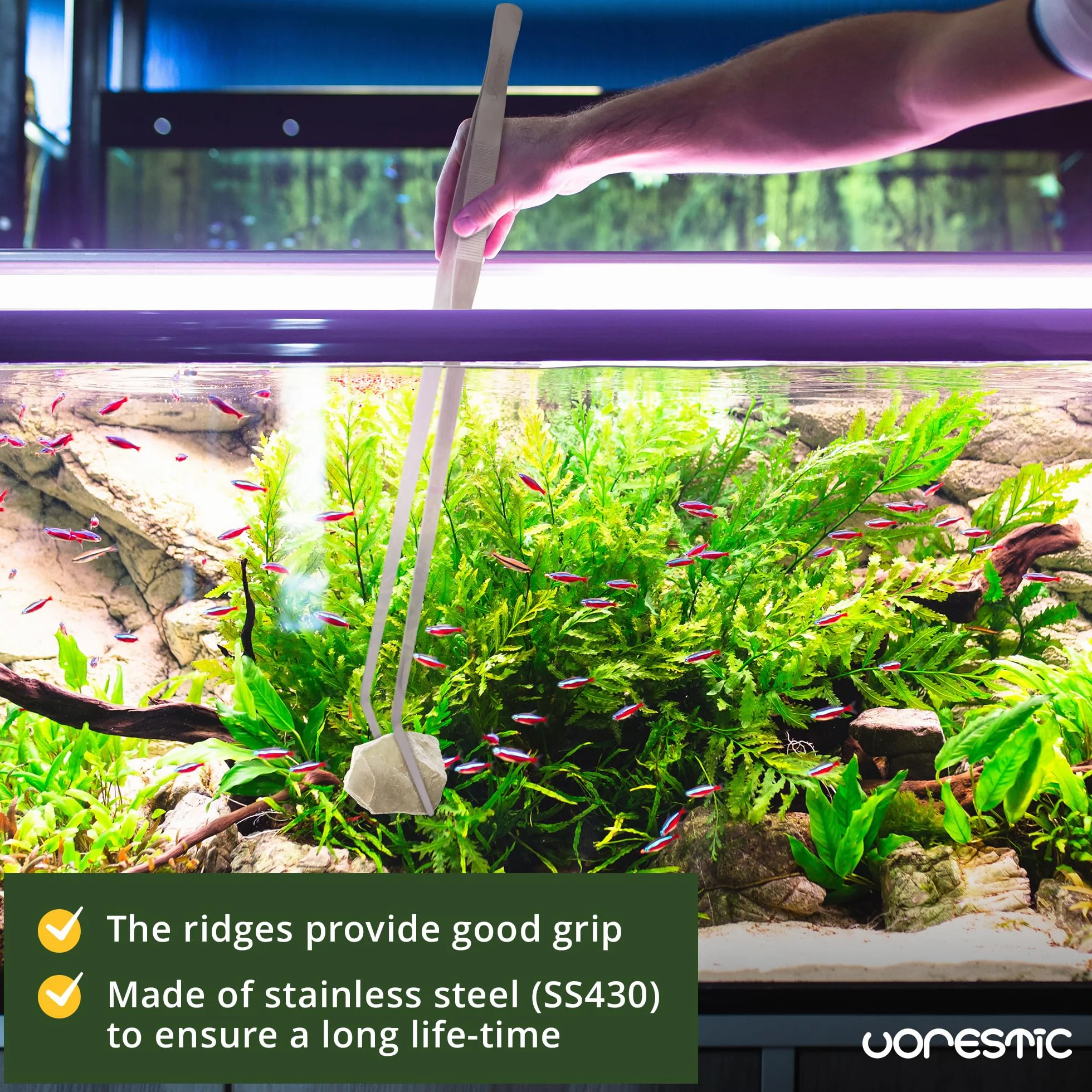 VORESTIC Pince Aquarium Longue Set 48cm, Accessoires Aquascaping