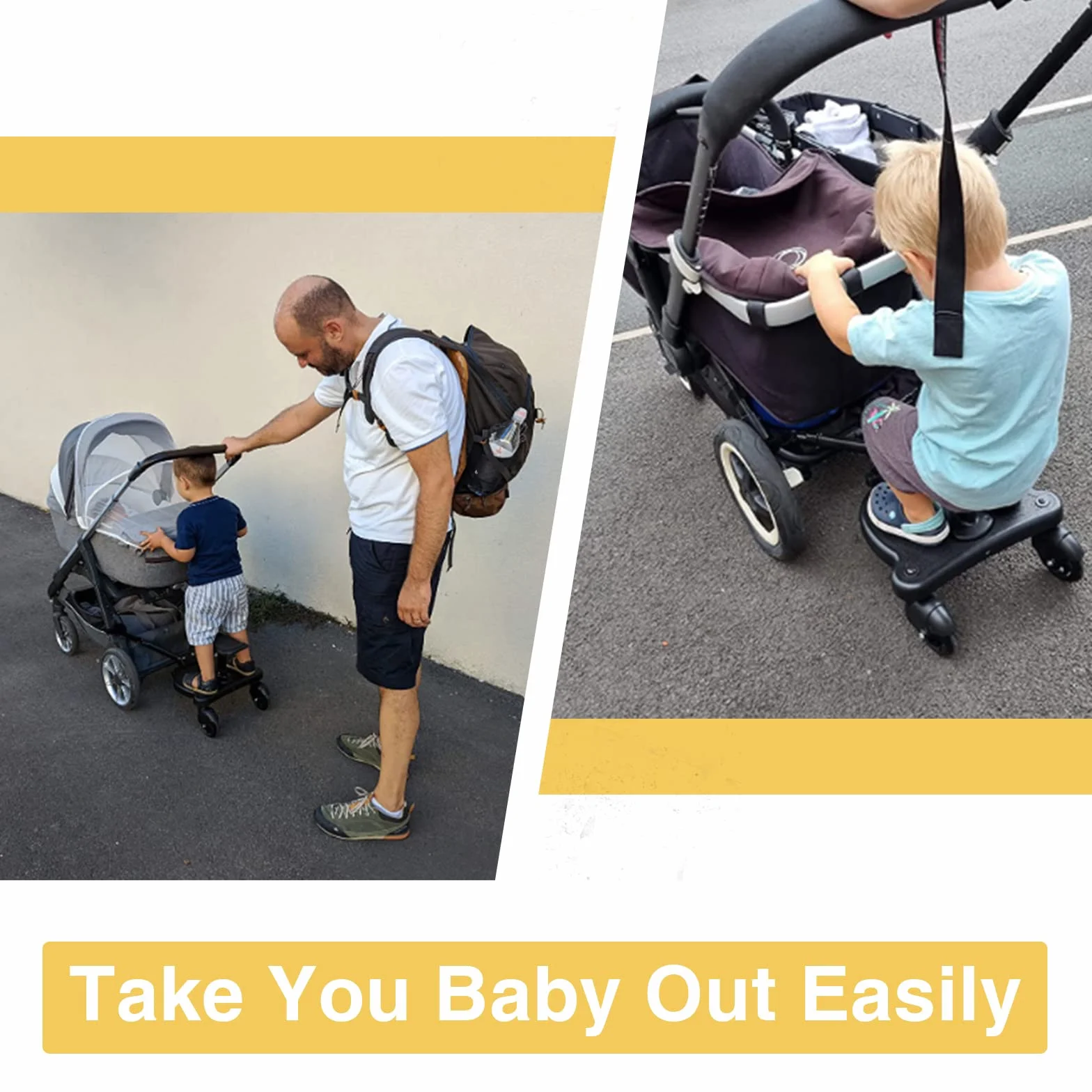 Vihir Planche À Roulettes Pour Bébé À Suspension Intégrale, Adaptée À Poussettes, Charge Max 25 kg