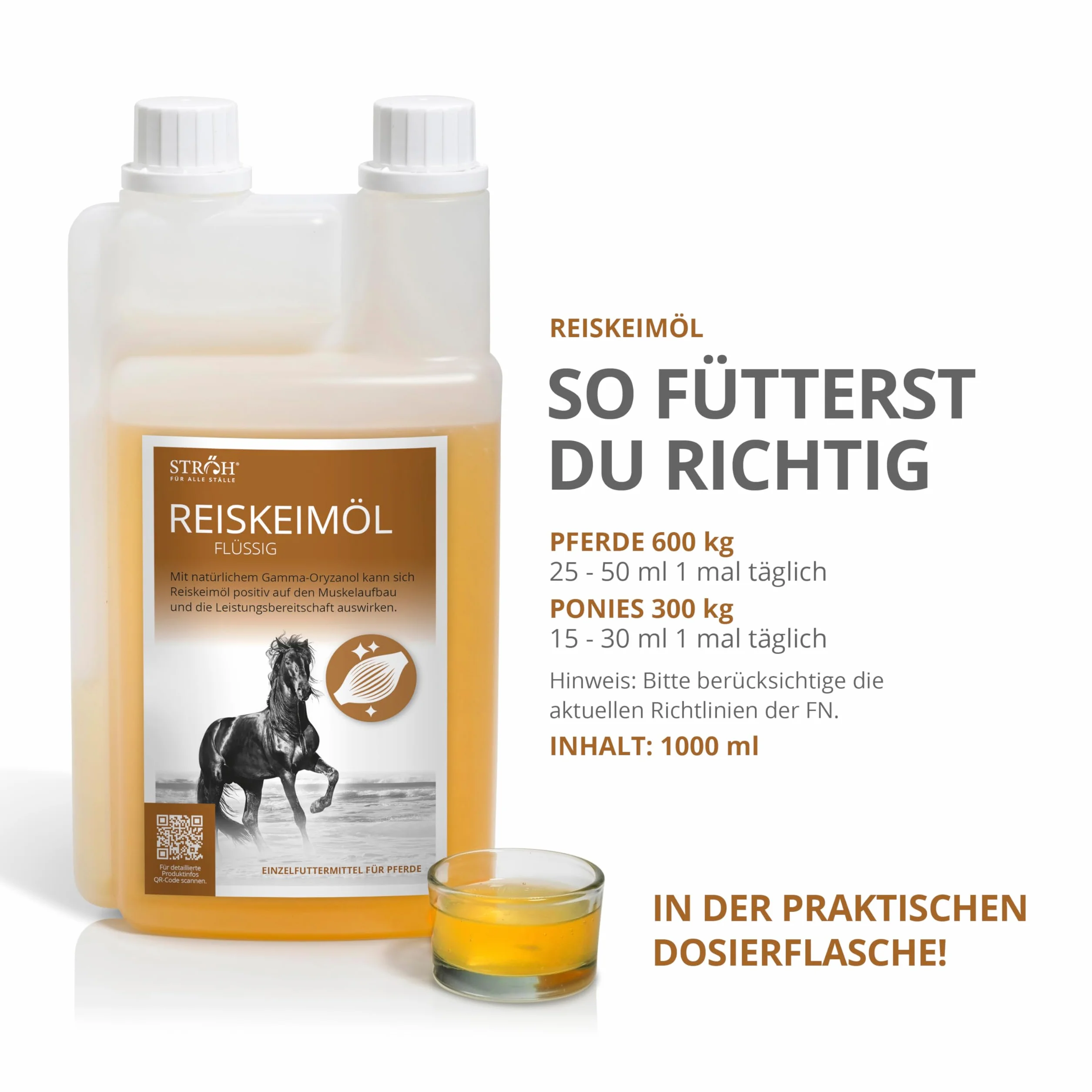 STRÖH Ecom Reiskeimöl 1L Flasche 100% Reiskeimöl Ohne Zusätze