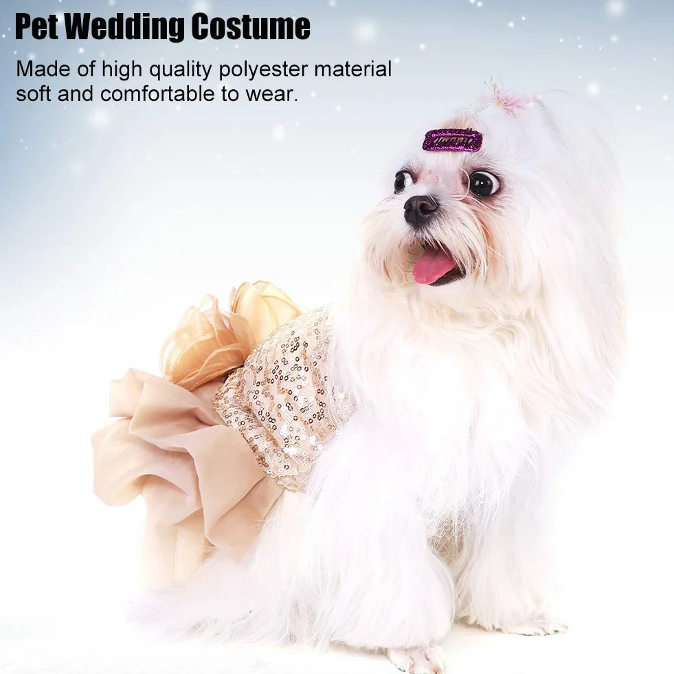Costume de Chien Sequin Tutu Jupe Élégant pour Petits Chiens (Gold L)