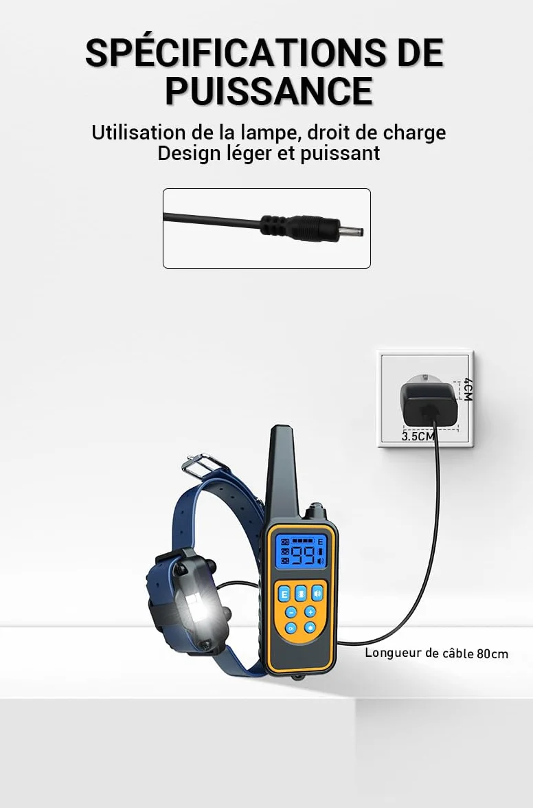 Meloive Adaptateur Secteur Collier Dressage Chien, Chargeur 2-en-1 USB Câble Remplacement